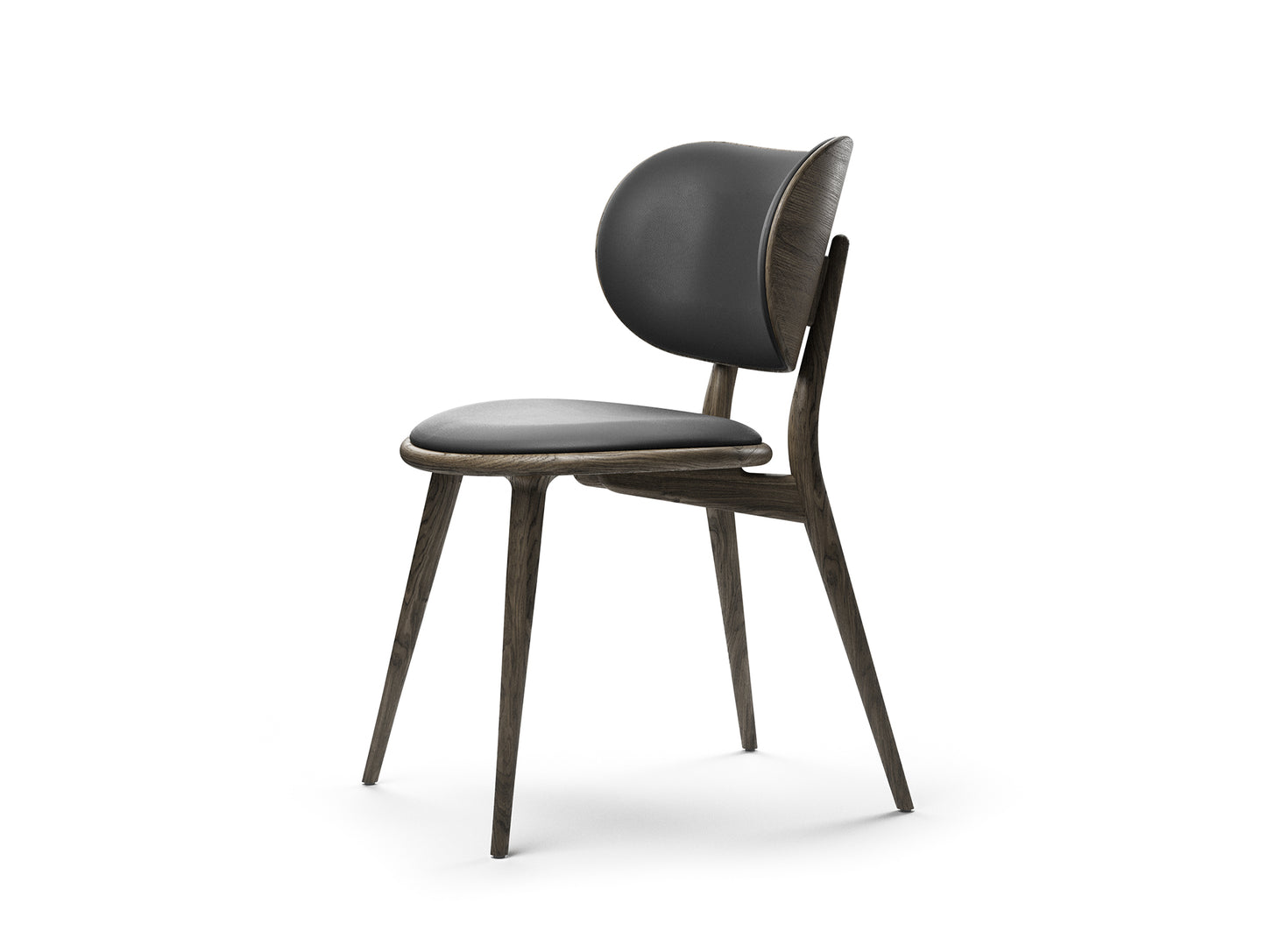 The Dining Chair by Mater - Sirka Grey Stained Oak Base / Black Leather Seat