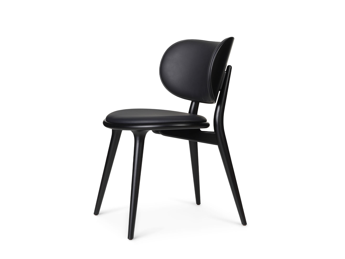 The Dining Chair by Mater - Black Stained Beech Base / Black Leather Seat