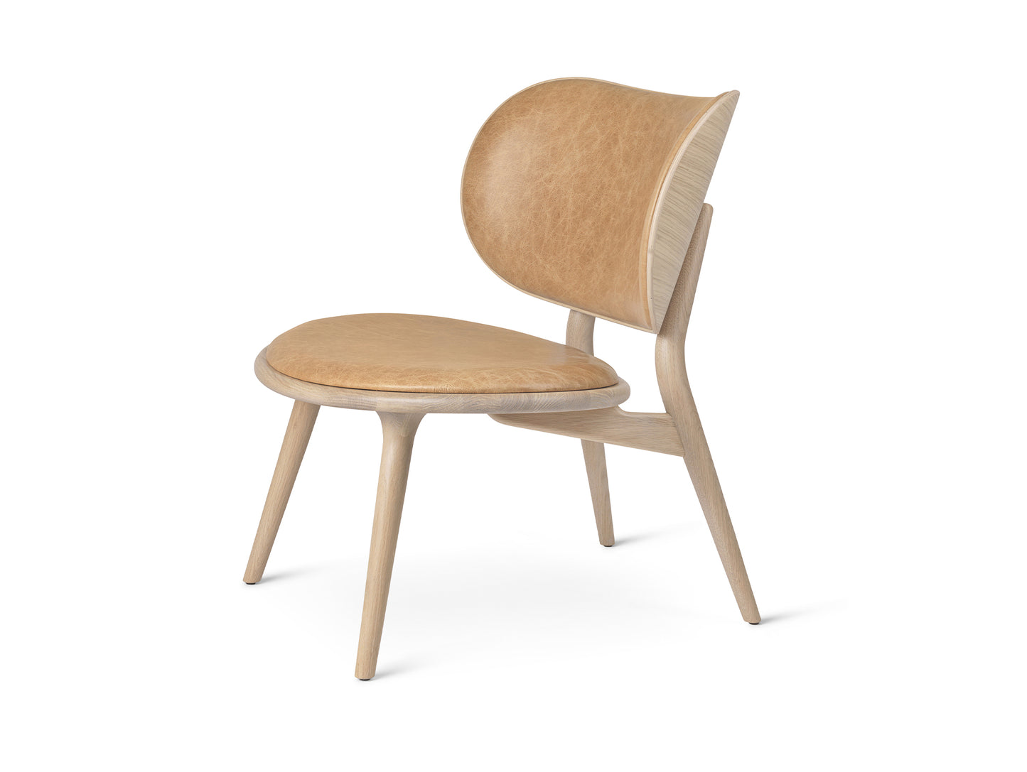 The Lounge Chair by Mater - Matt Lacquered Oak Base / Natural Tanned Leather Seat