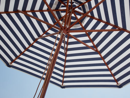 Dark Blue Messina Striped Umbrella by Skagerak