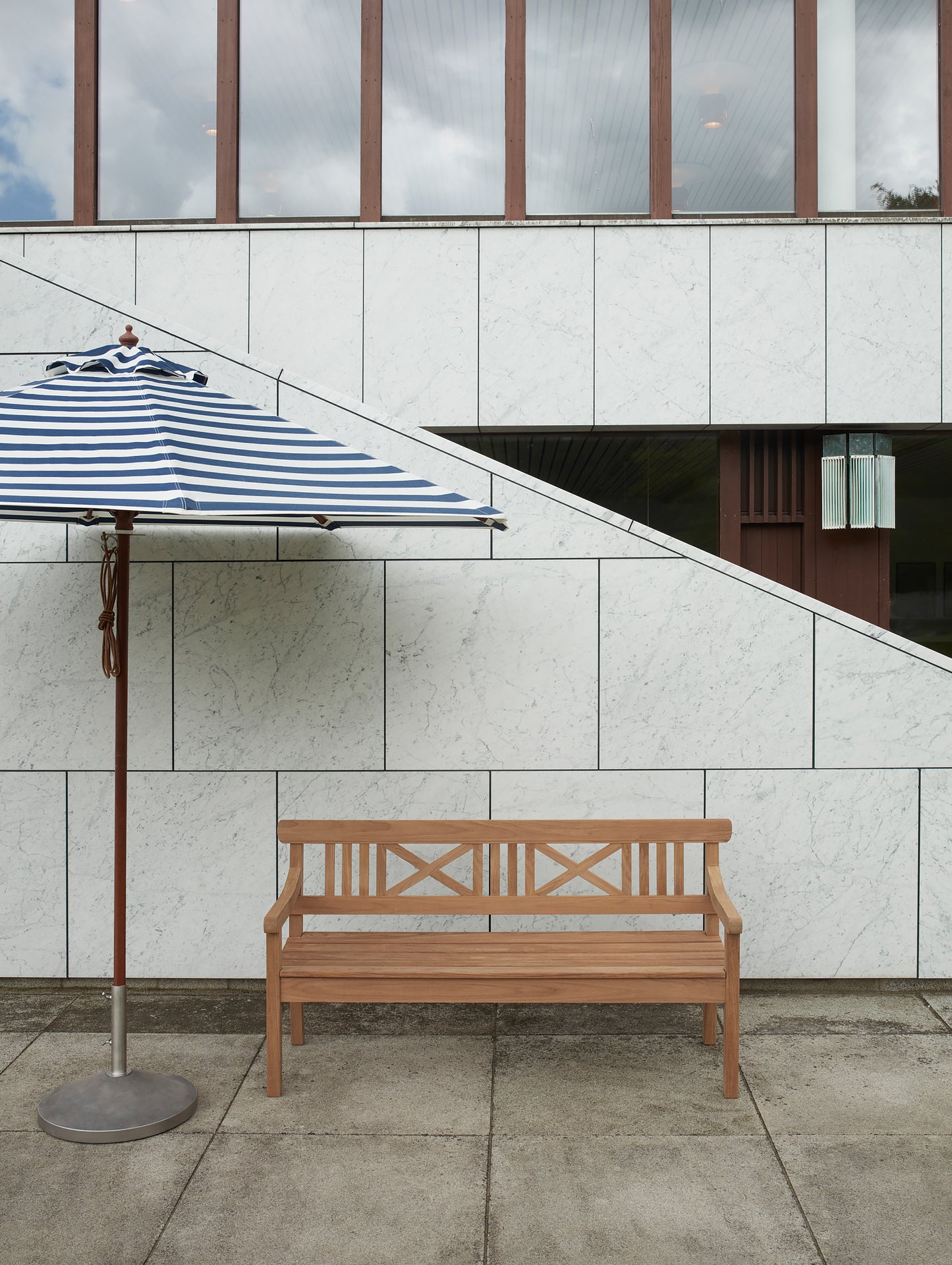 Dark Blue Messina Striped Umbrella by Skagerak