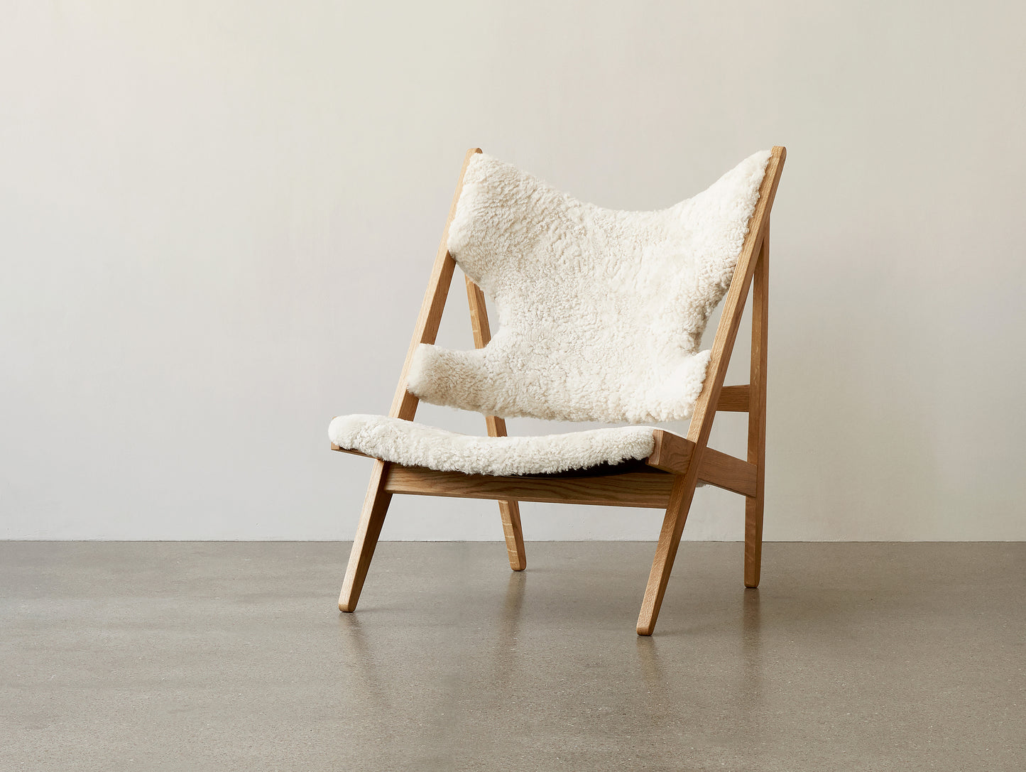 Natural Oak and White Knitting Chair - Sheepskin by Menu