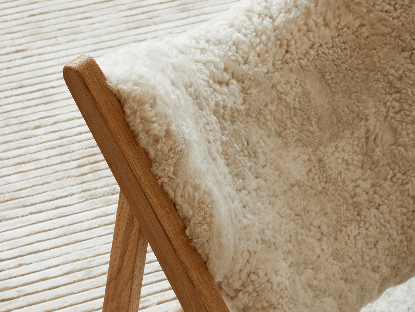 Natural Oak and White Knitting Chair - Sheepskin by Menu