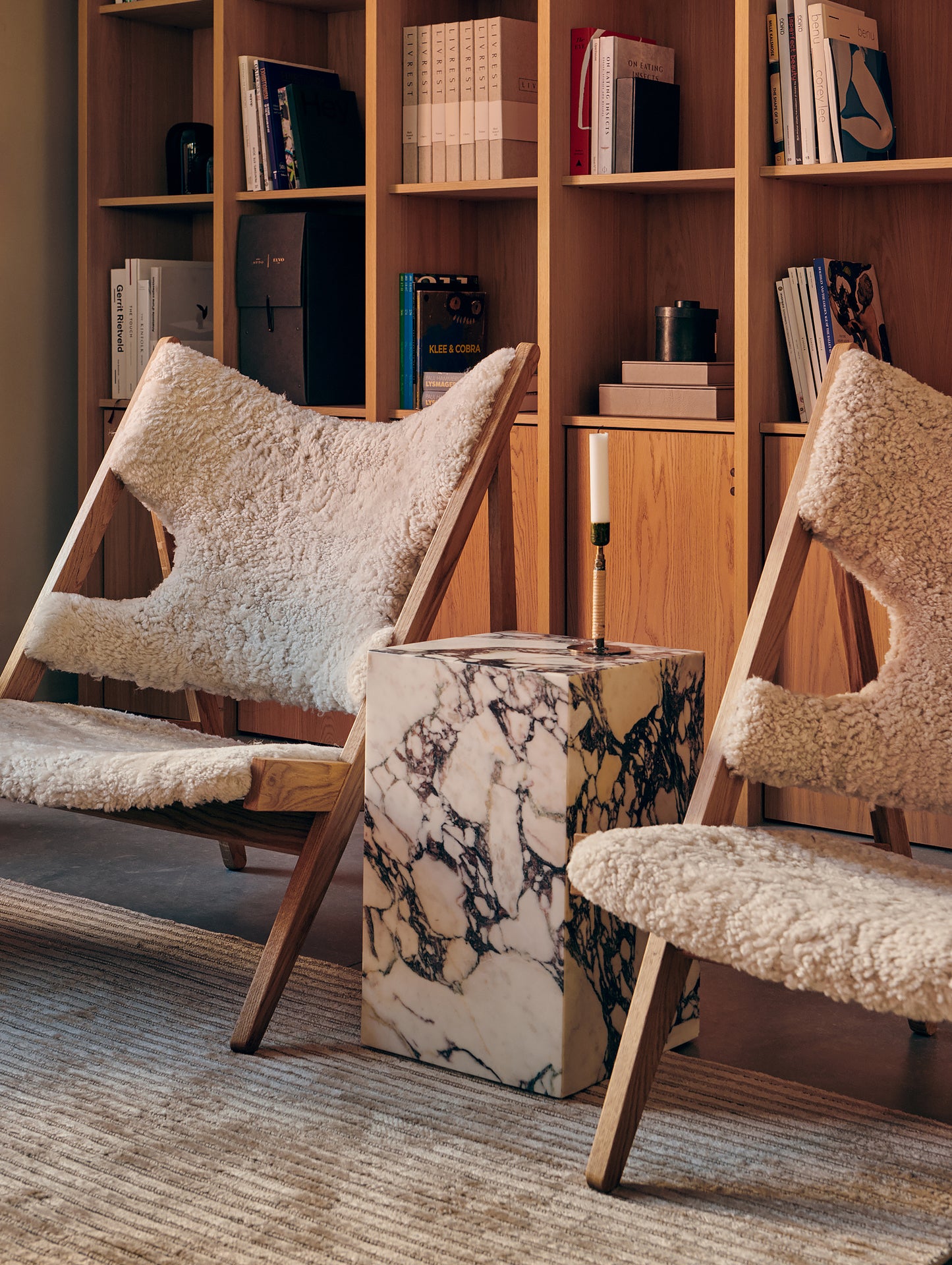 Natural Oak and White Knitting Chair - Sheepskin by Menu