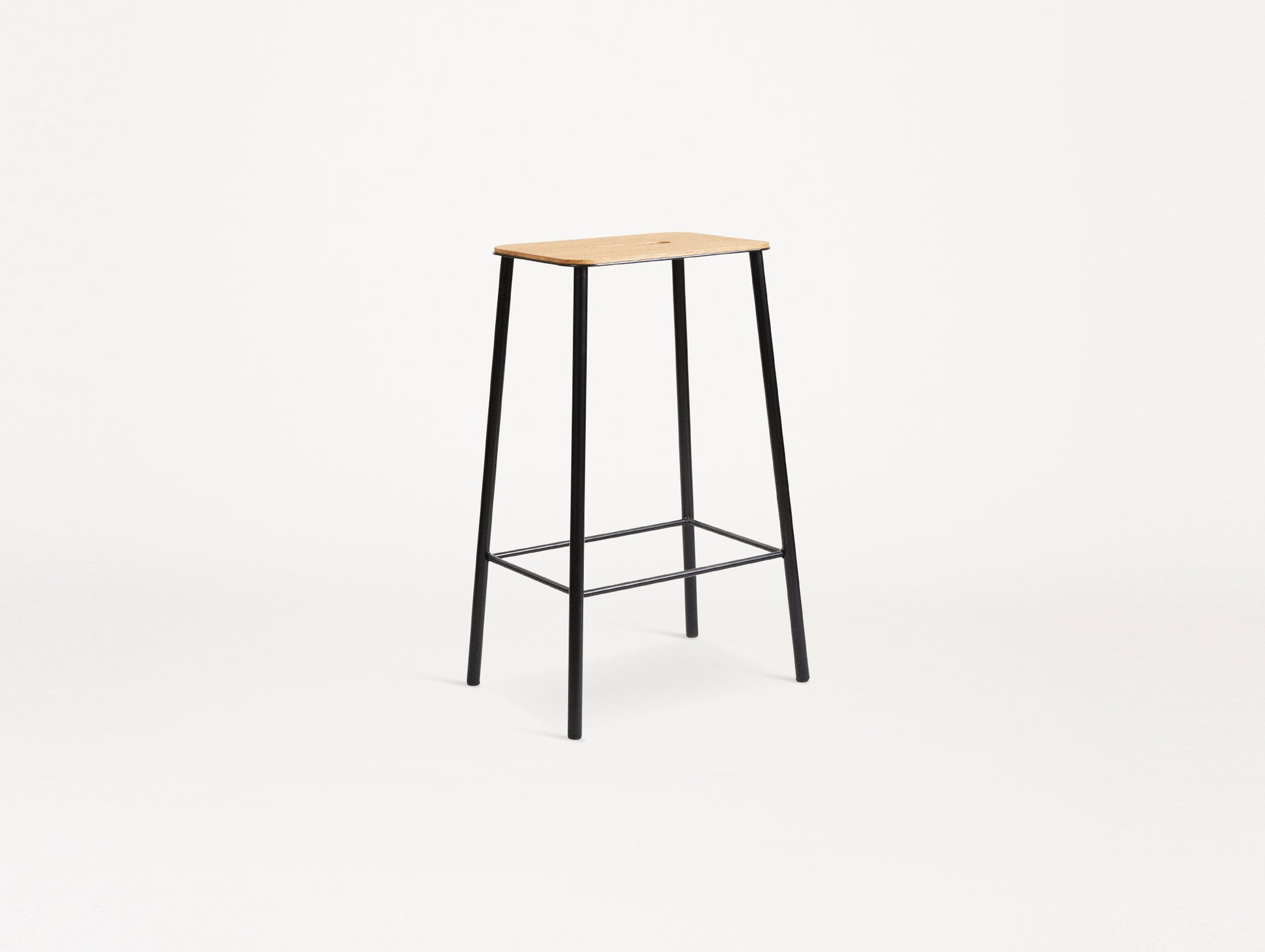 Adam Stool by Frama - H 65cm / Oak Top / Black Powder Coated Steel Frame