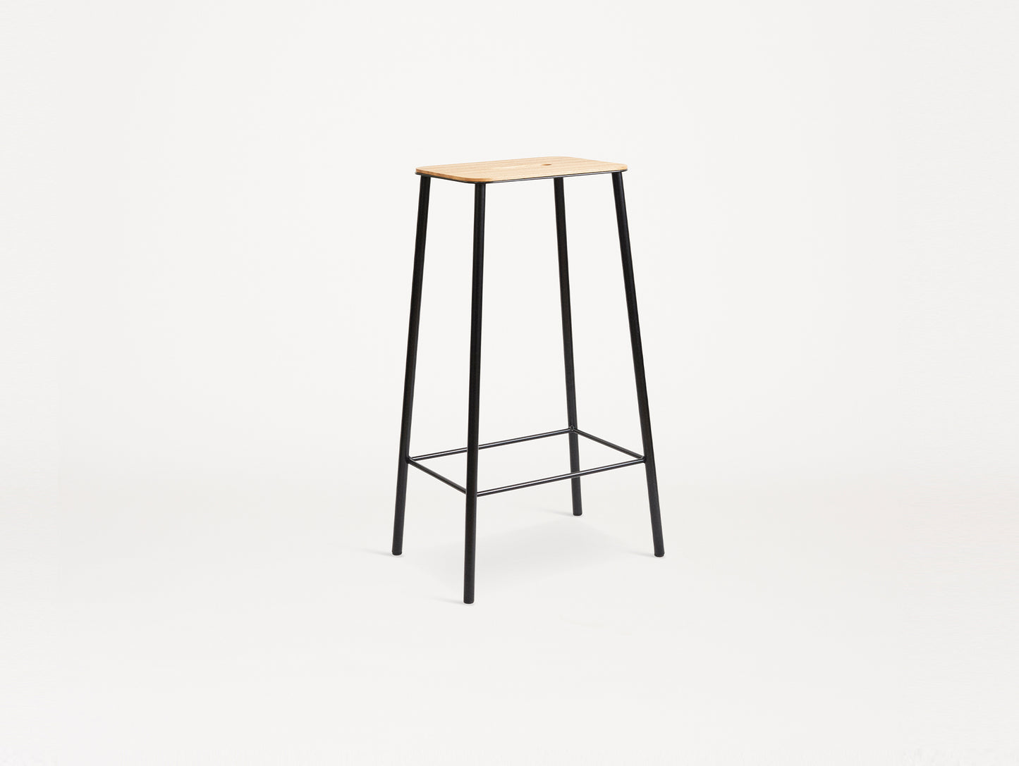 Adam Stool by Frama - H 76cm / Oak Top / Black Powder Coated Steel Frame
