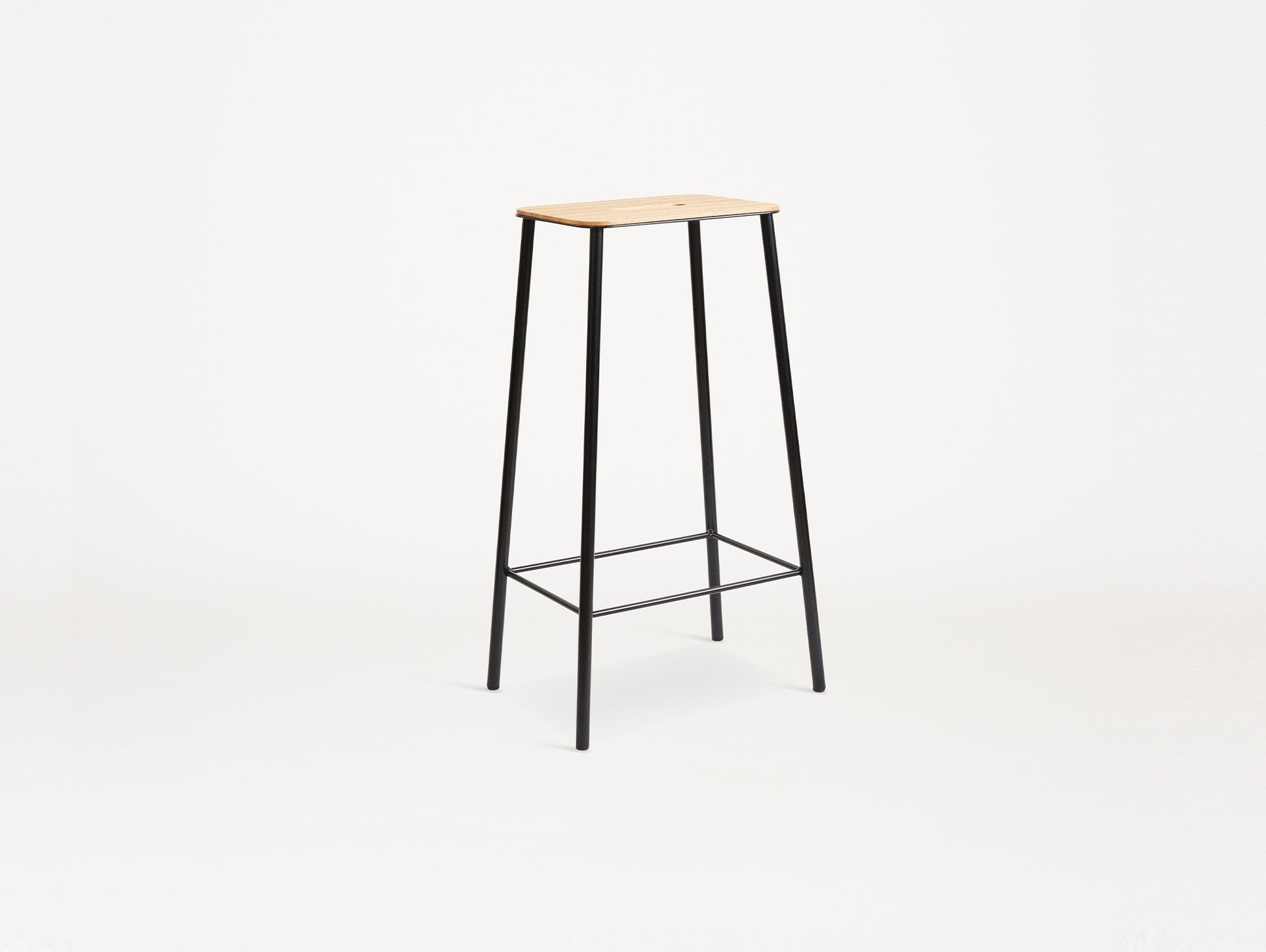 Adam Stool by Frama - H 76cm / Oak Top / Black Powder Coated Steel Frame