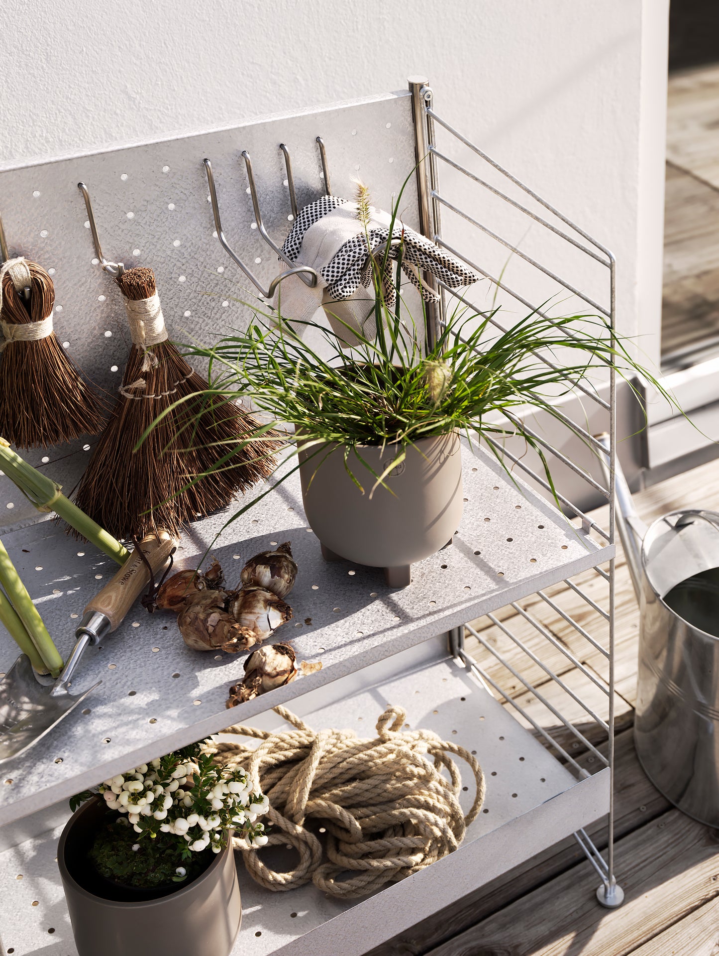 String Galvanised Outdoor Shelving - Balcony Scene - Combination K