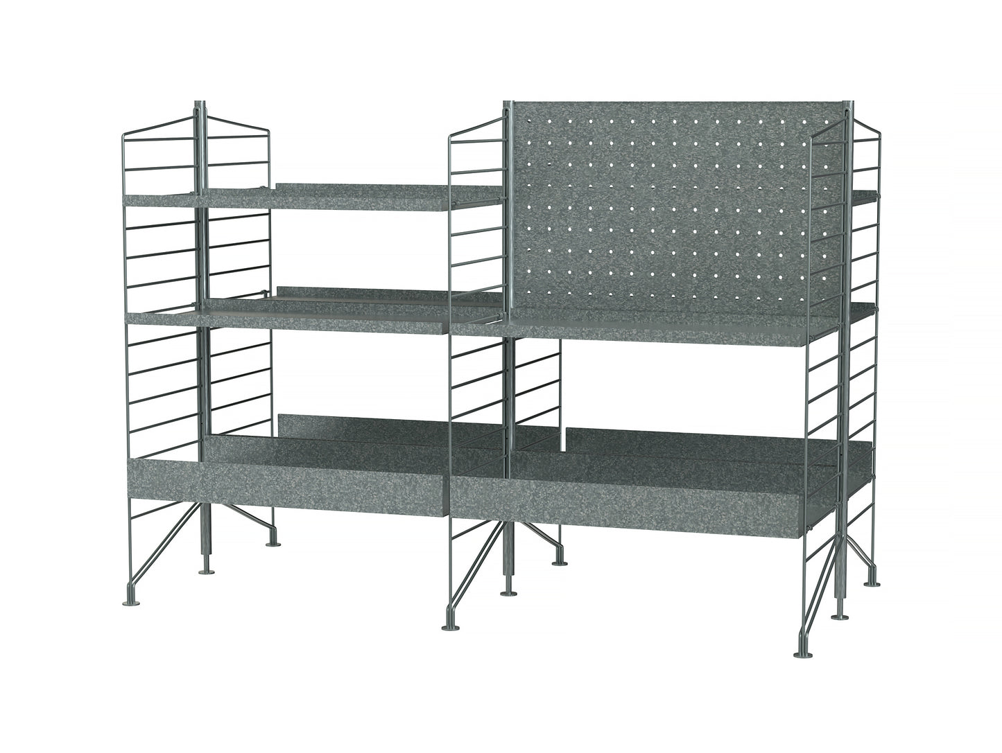 String Outdoor Galvanised Shelving - Combination L