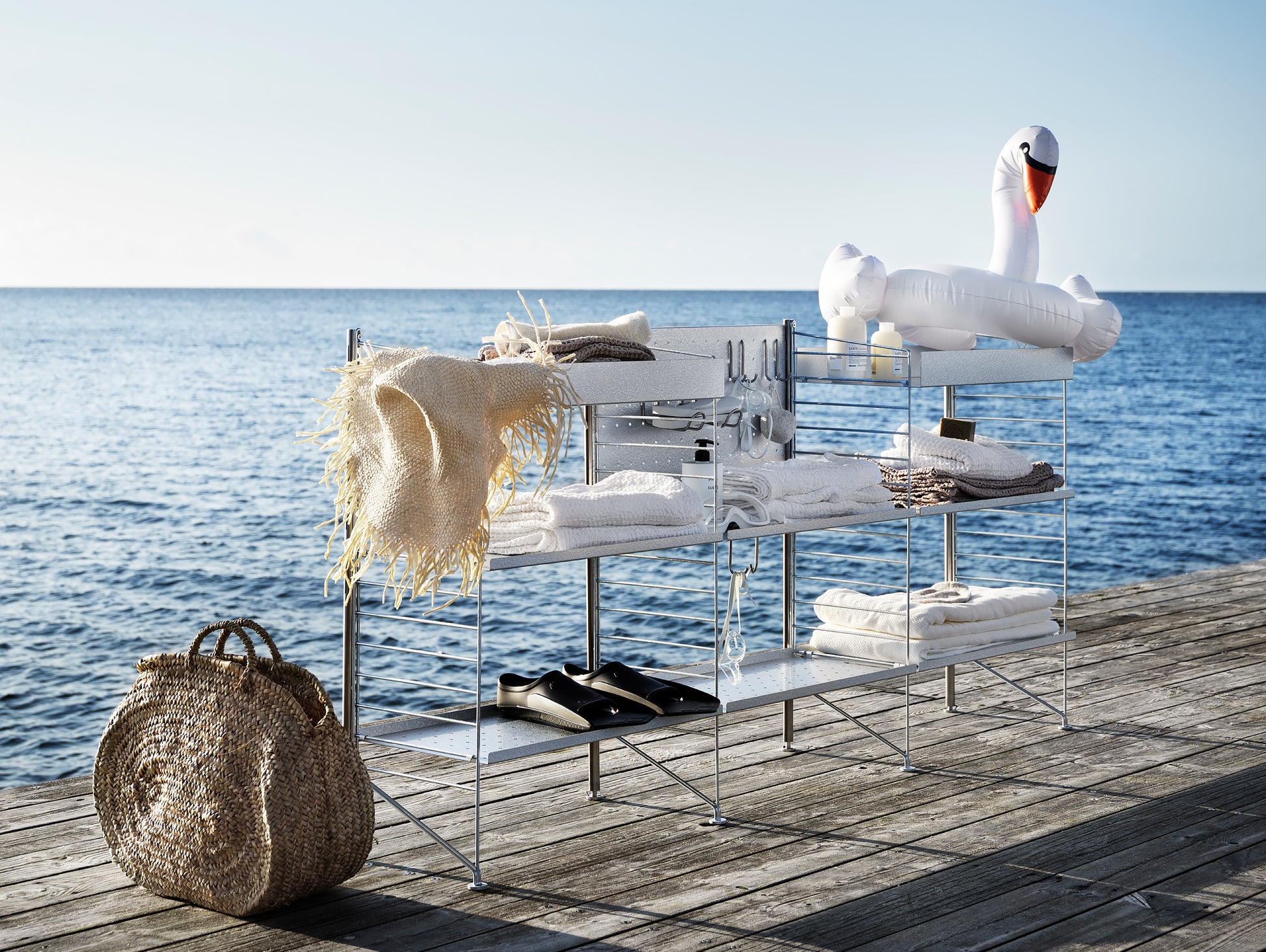 String Galvanised Outdoor Shelving - Beach Scene - Combination M