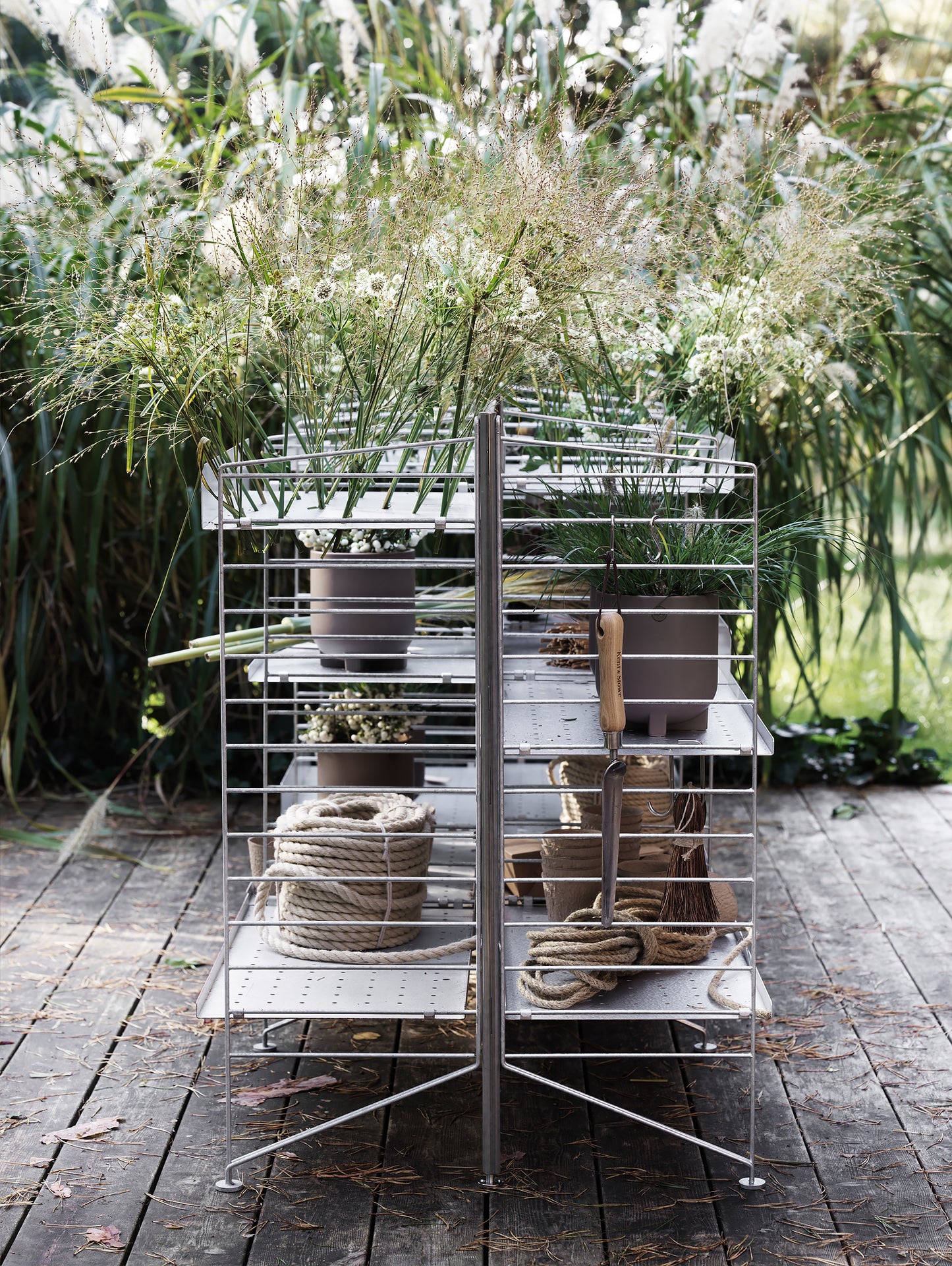 String Galvanised Outdoor Shelving - Garden Scene - Combination N