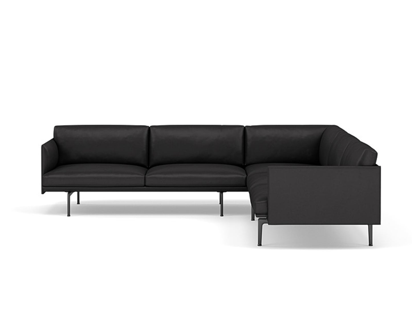 Outline Corner Sofa by Muuto - Black Base / Black Silk Leather