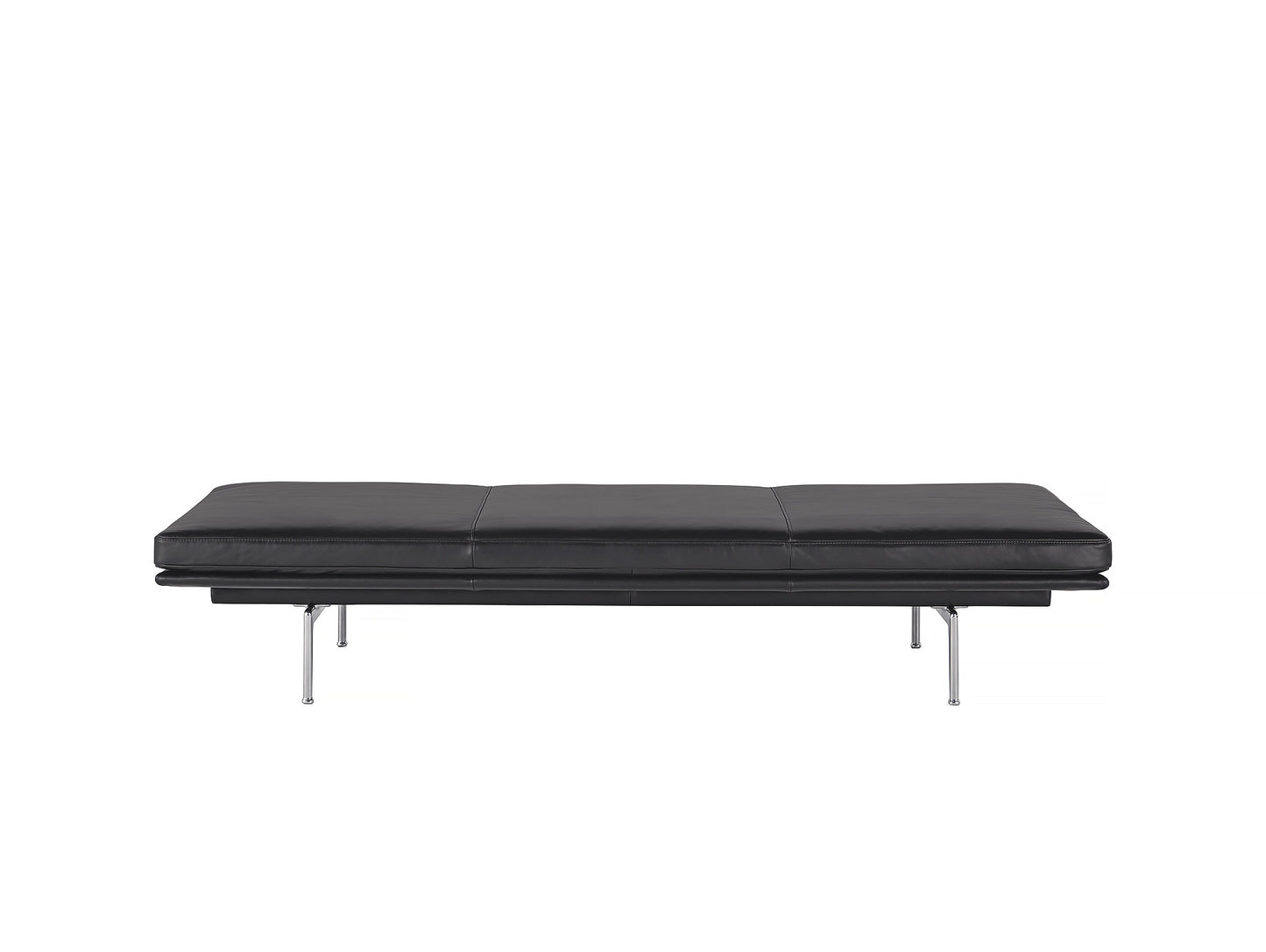 Outline Daybed Without Cushion in Black Refine Leather / Aluminium Legs by Muuto