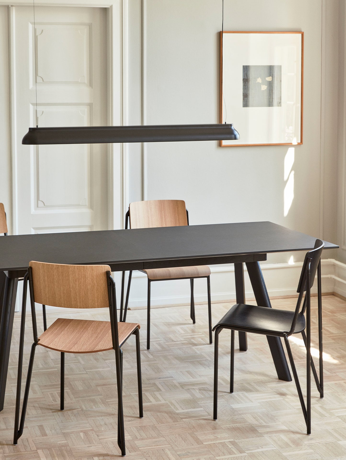 CPH30 Extendable Dining Table by HAY - Black Linoleum Tabletop with Black Lacquered Oak Base