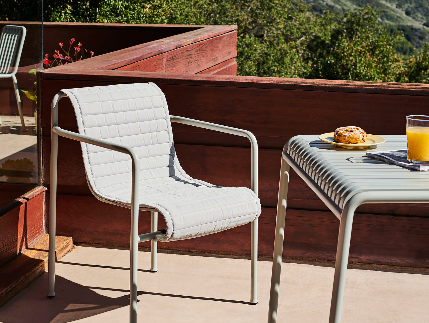 Palissade Dining Armchair with Sky Grey Quilted Cushion