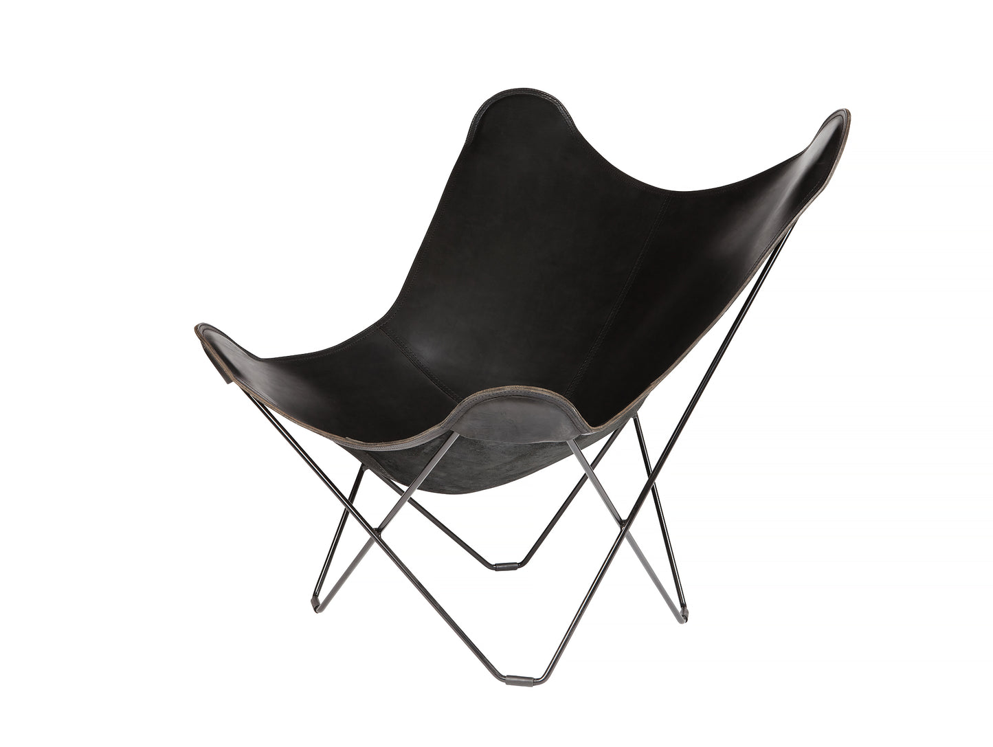 Mariposa Butterfly Leather Chair - Black Frame, Black Leather Seat