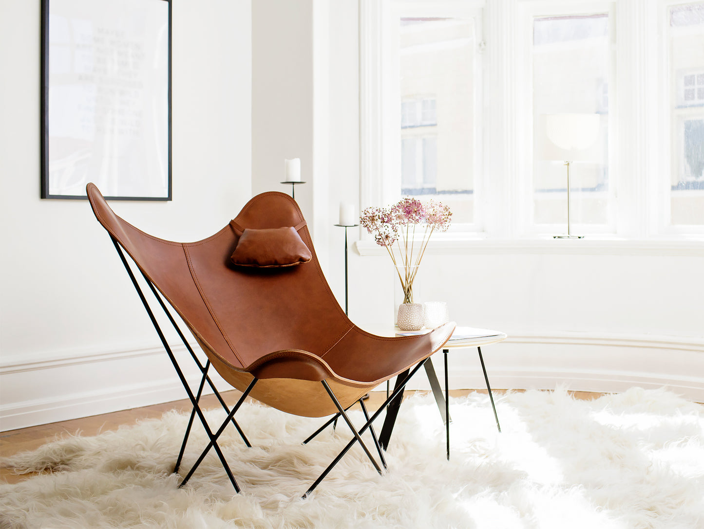 Mariposa Butterfly Leather Chair - Black Frame, Montana Leather Seat