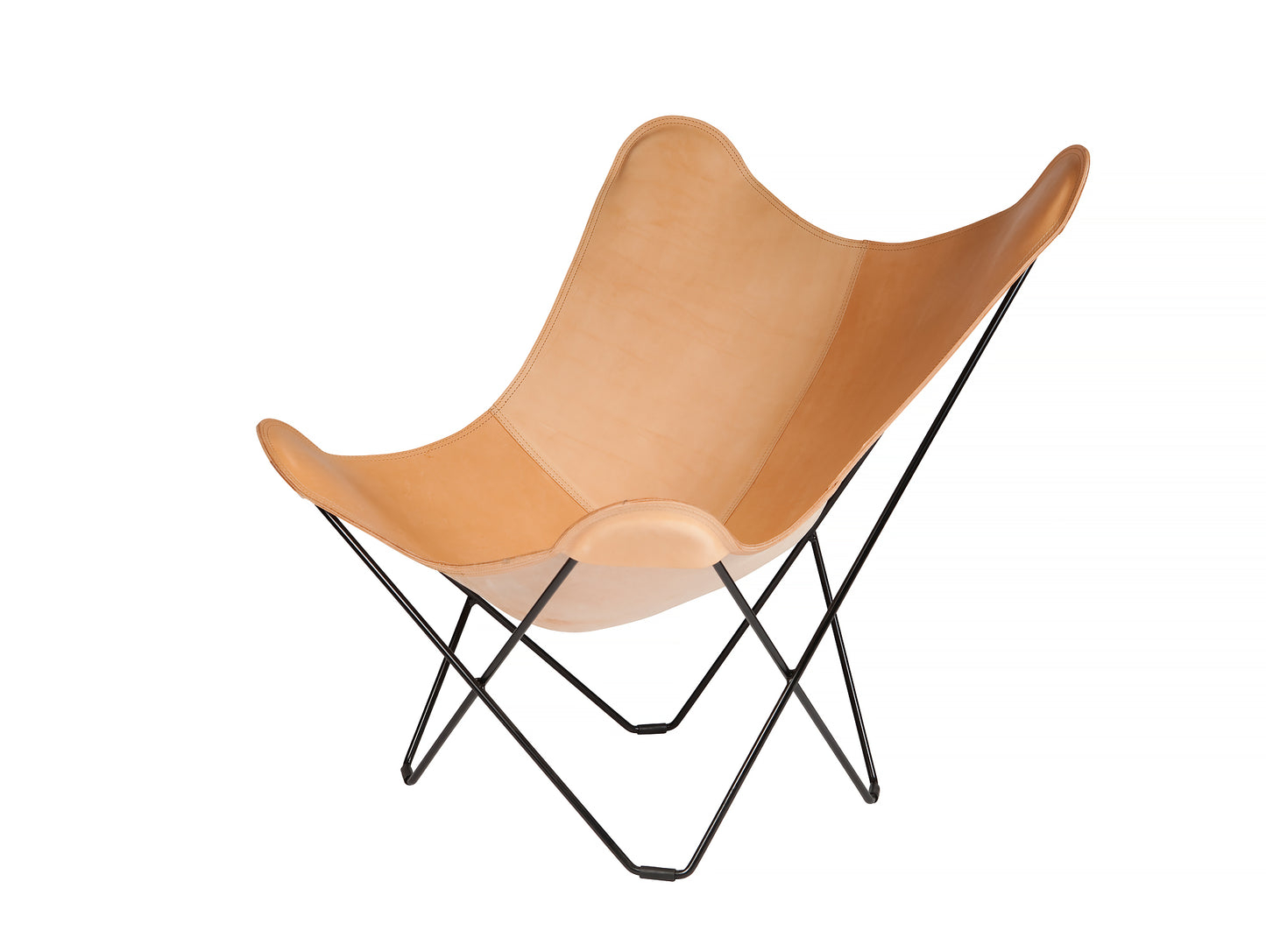 Mariposa Butterfly Leather Chair - Black Frame, Natural Leather Seat