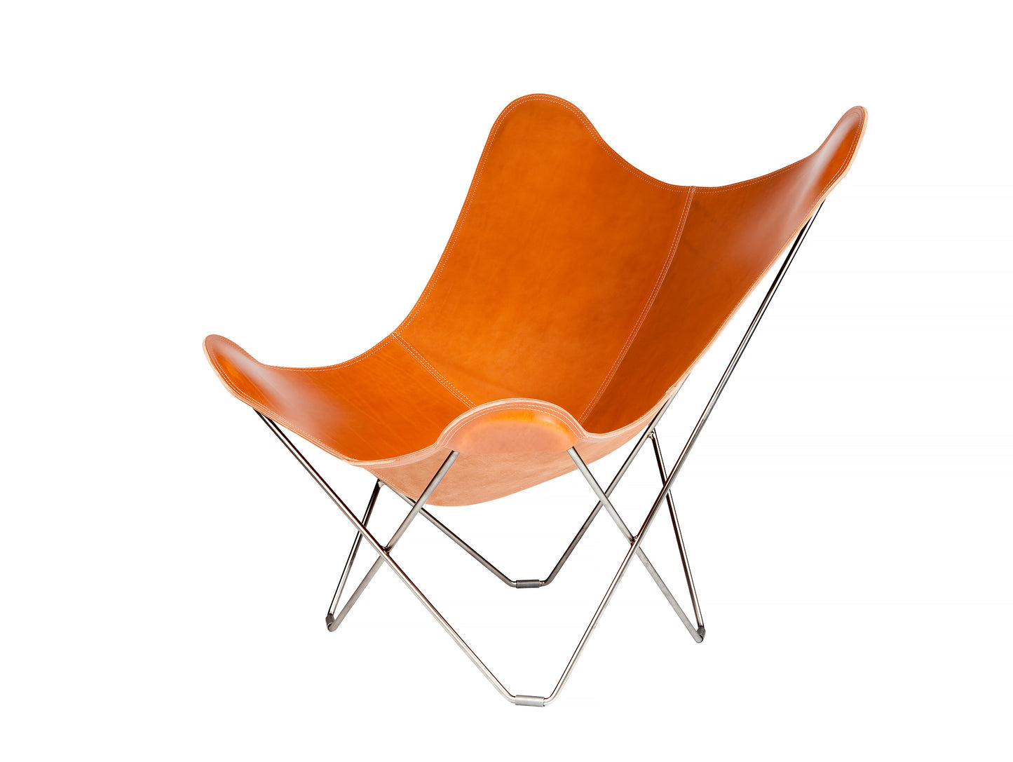 Mariposa Butterfly Leather Chair - Chrome Frame, Polo Leather Seat
