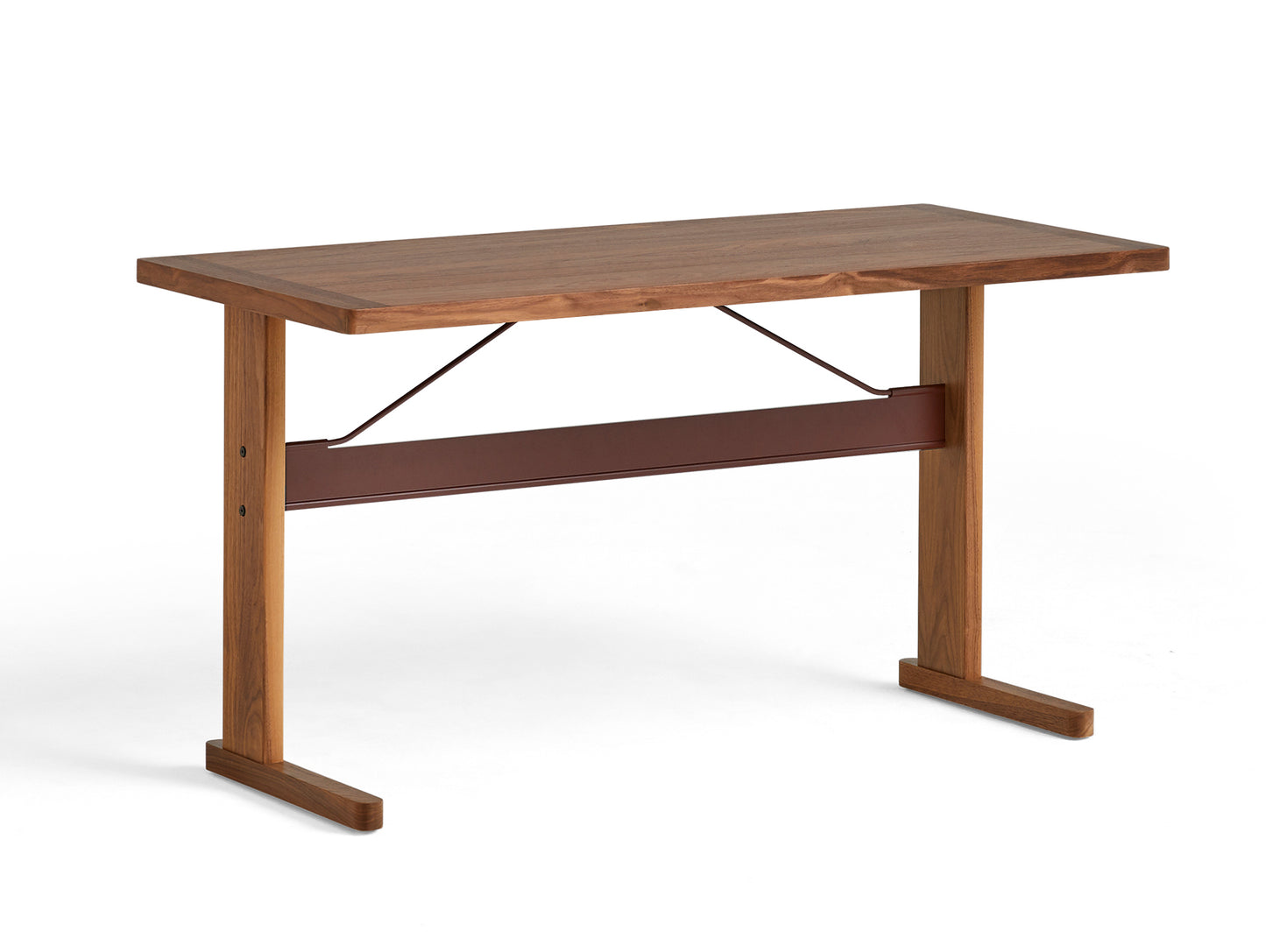 Passerelle Desk by HAY - Walnut Tabletop with Walnut Frame / Burgundy Red Crossbar