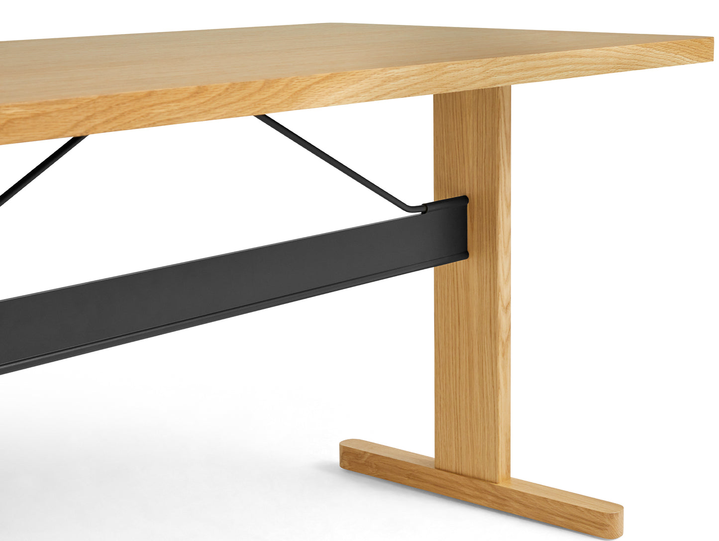 Passerelle Table (Veneer Tabletop) by HAY - Oak Tabletop with Ink Black Crossbar