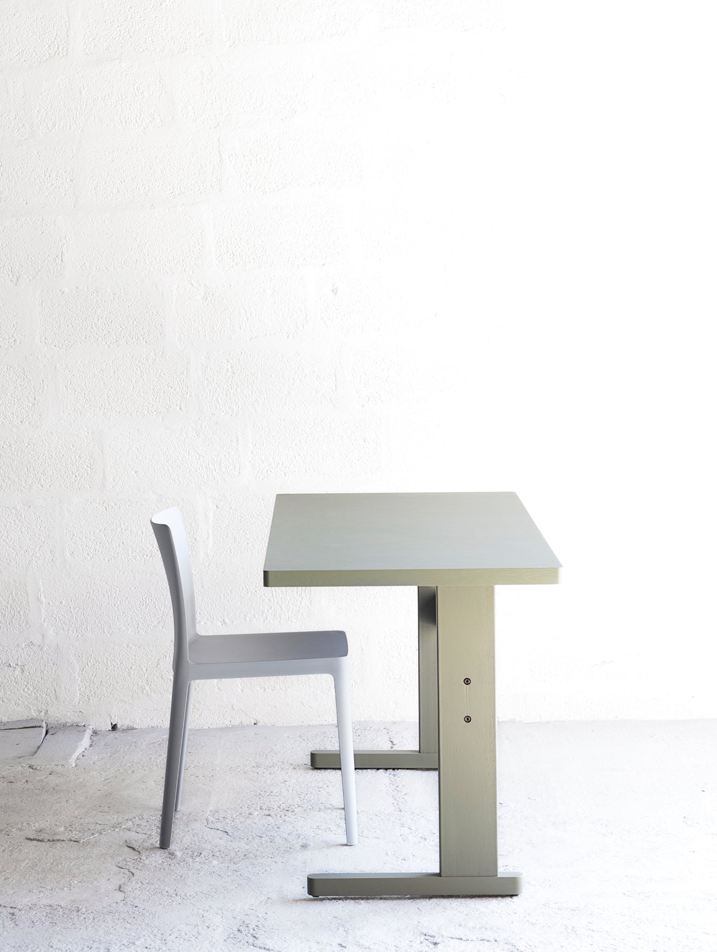 Passerelle Desk by HAY - Olive Linoleum Tabletop with Thyme Green Oak Frame / Thyme Green Crossbar