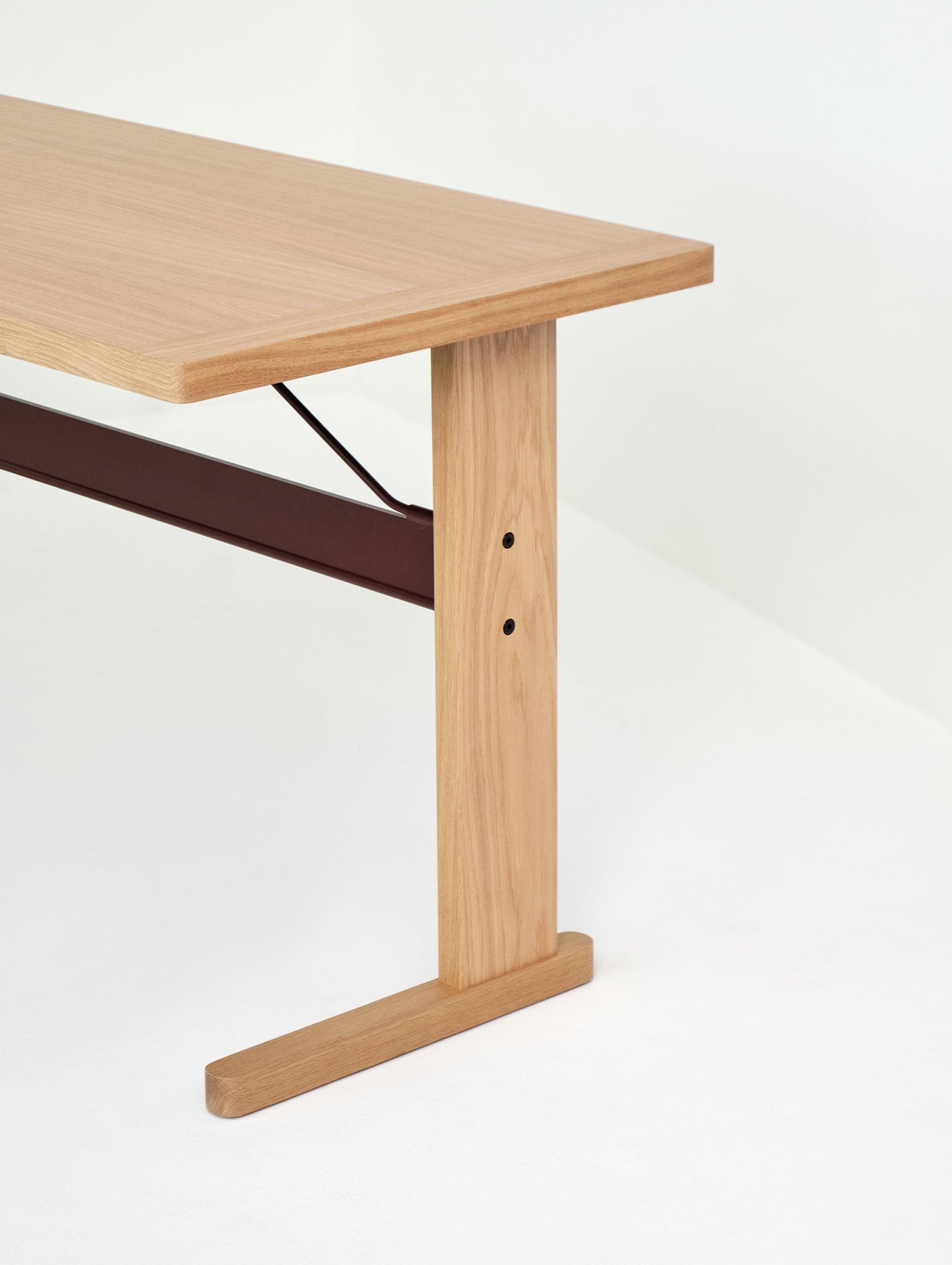 Passerelle Desk by HAY - Walnut Tabletop with Burgundy Red Crossbar