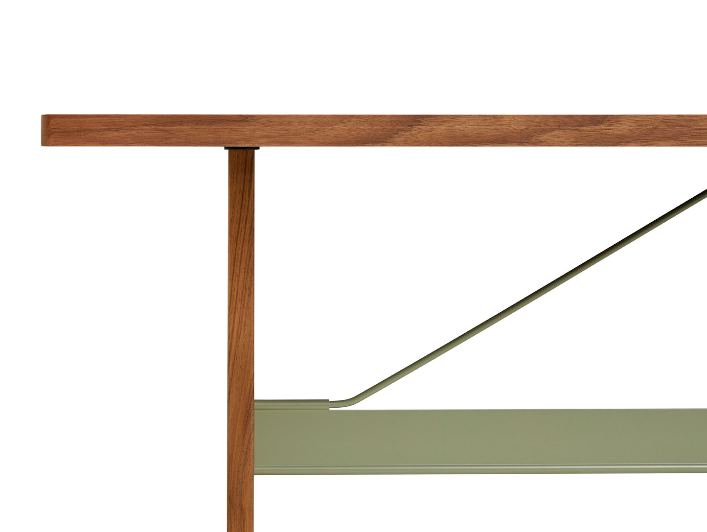 Passerelle Table (Veneer Tabletop) by HAY - Walnut Tabletop with Thyme Green Crossbar