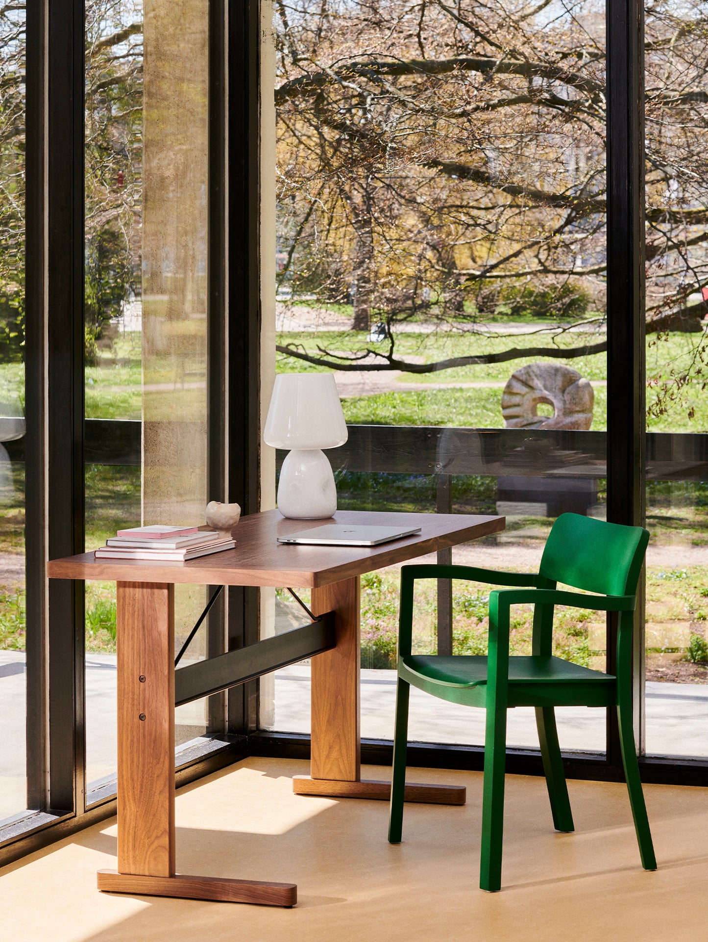 Passerelle Desk by HAY - Walnut Tabletop with Ink Black Crossbar