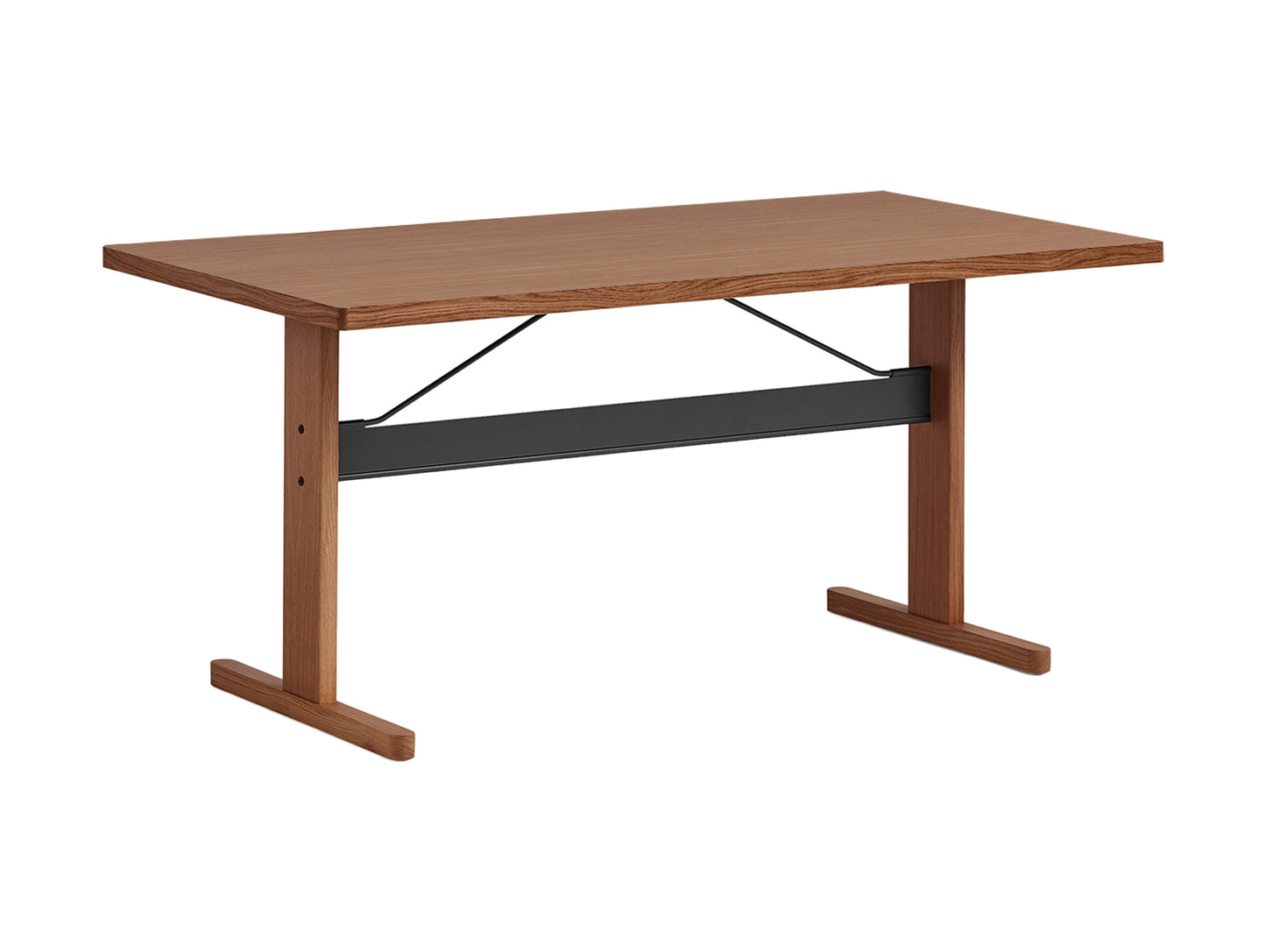 Passerelle Table (Veneer Tabletop) by HAY - Length: 160 cm / Walnut Tabletop with Ink Black Crossbar