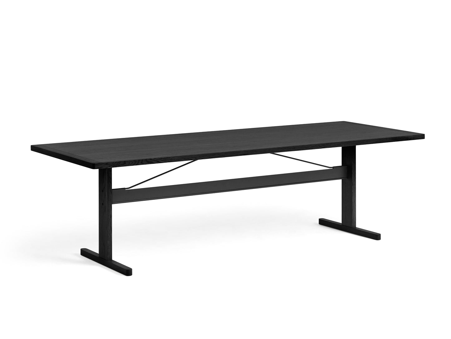 Passerelle Table (Veneer Tabletop) by HAY - Length: 260 cm / Ink Black Oak Tabletop with Ink Black Crossbar