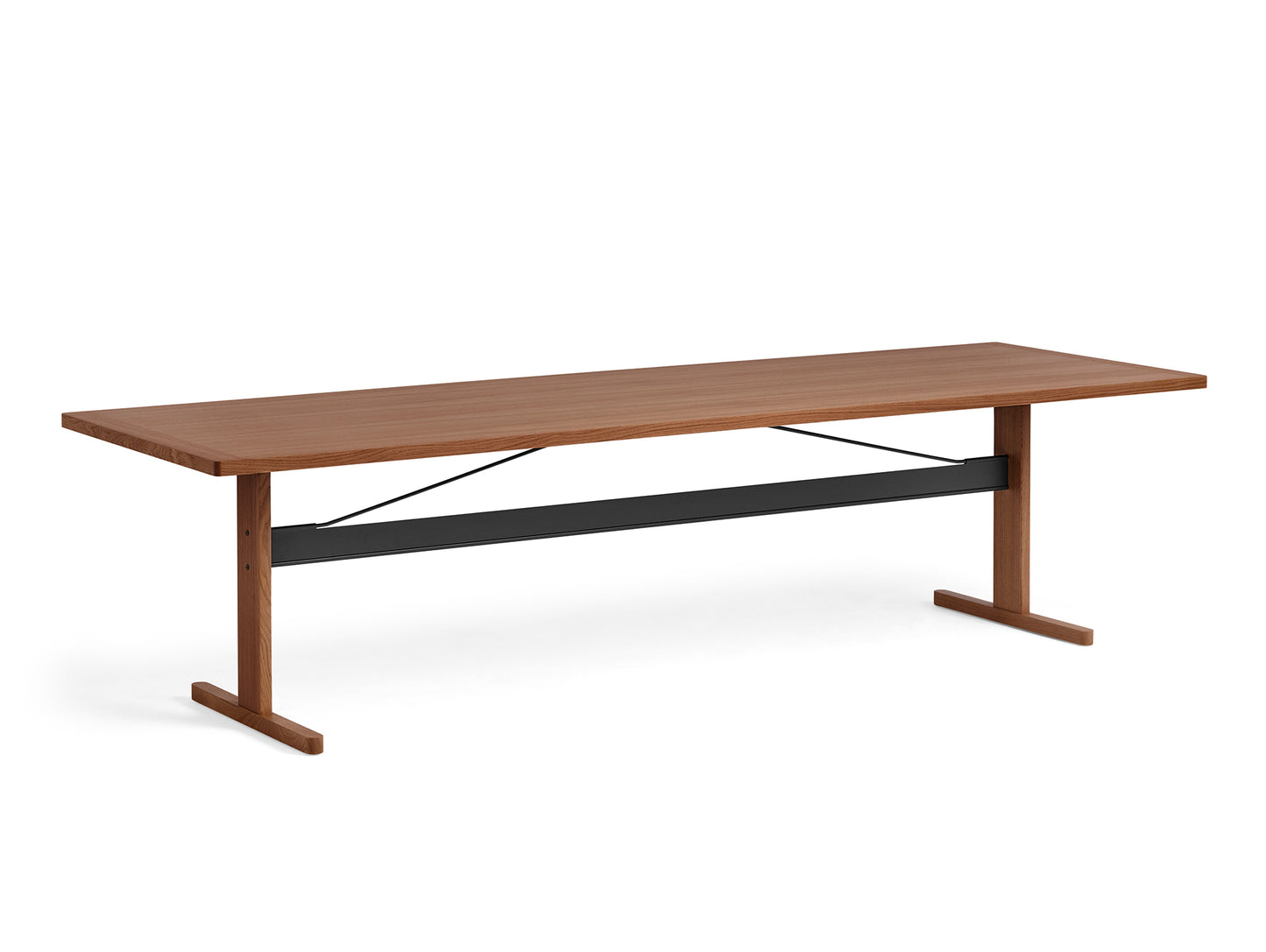 Passerelle Table (Veneer Tabletop) by HAY - Length: 300 cm / Walnut Tabletop with Ink Black Crossbar