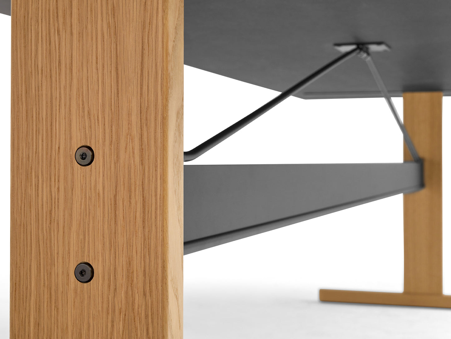 Passerelle Table (Veneer Tabletop) by HAY - Oak Tabletop with Ink Black Crossbar