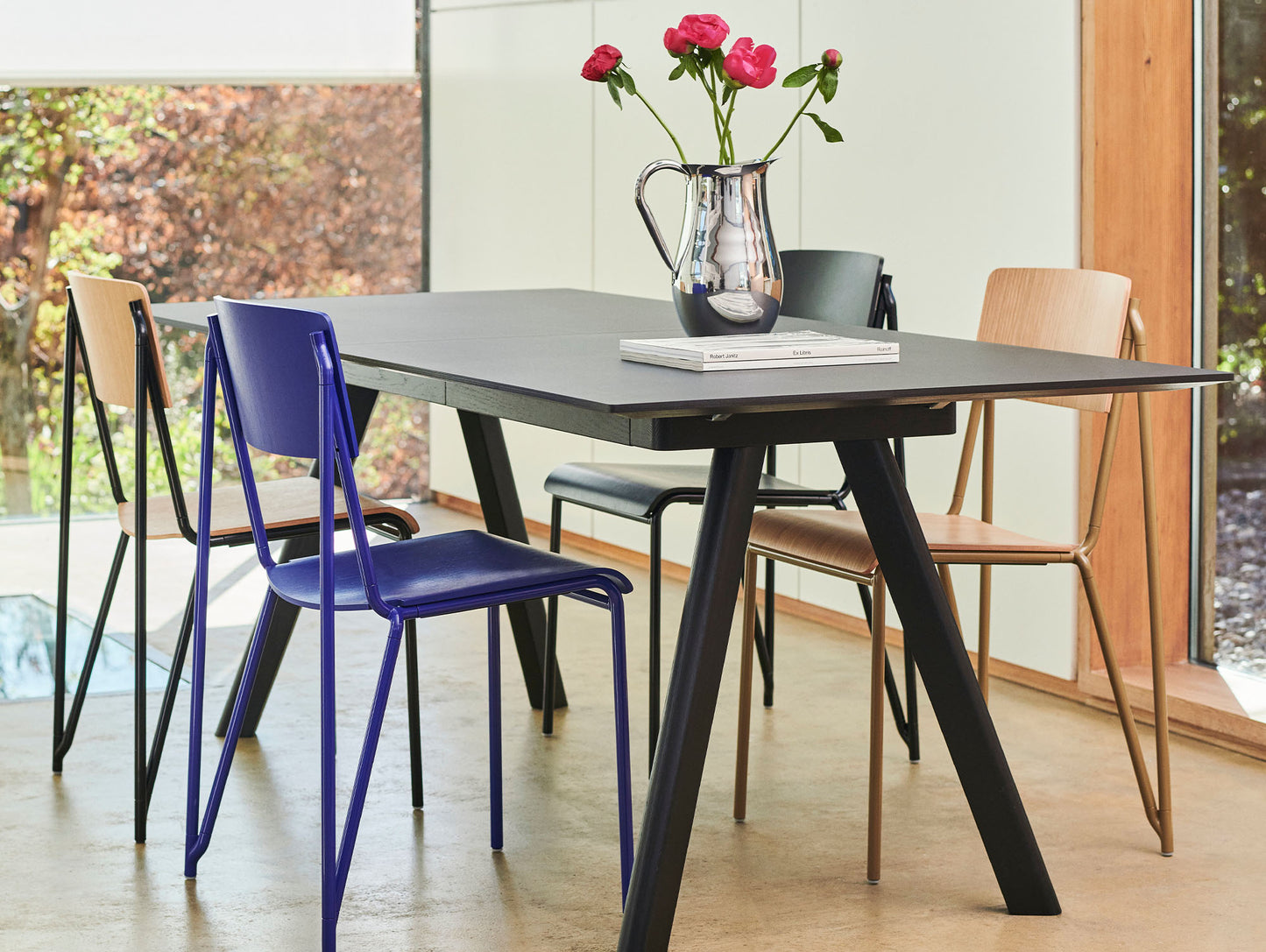 CPH30 Extendable Dining Table by HAY - Black Linoleum Tabletop with Black Lacquered Oak Base