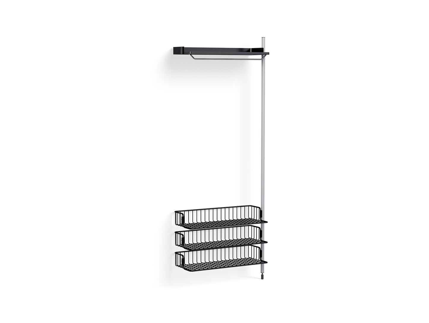 Pier System 1020 Add-ons by HAY - Clear Anodised Aluminium Uprights / PS Black with Anthracite Wire Shelf