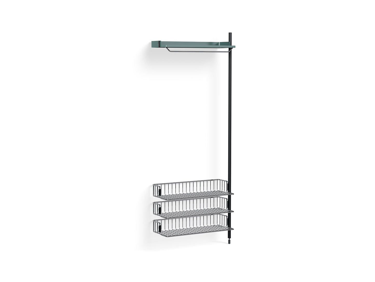 Pier System 1020 Add-ons by HAY - Black Anodised Aluminium Uprights / PS Blue with Chromed Wire Shelf