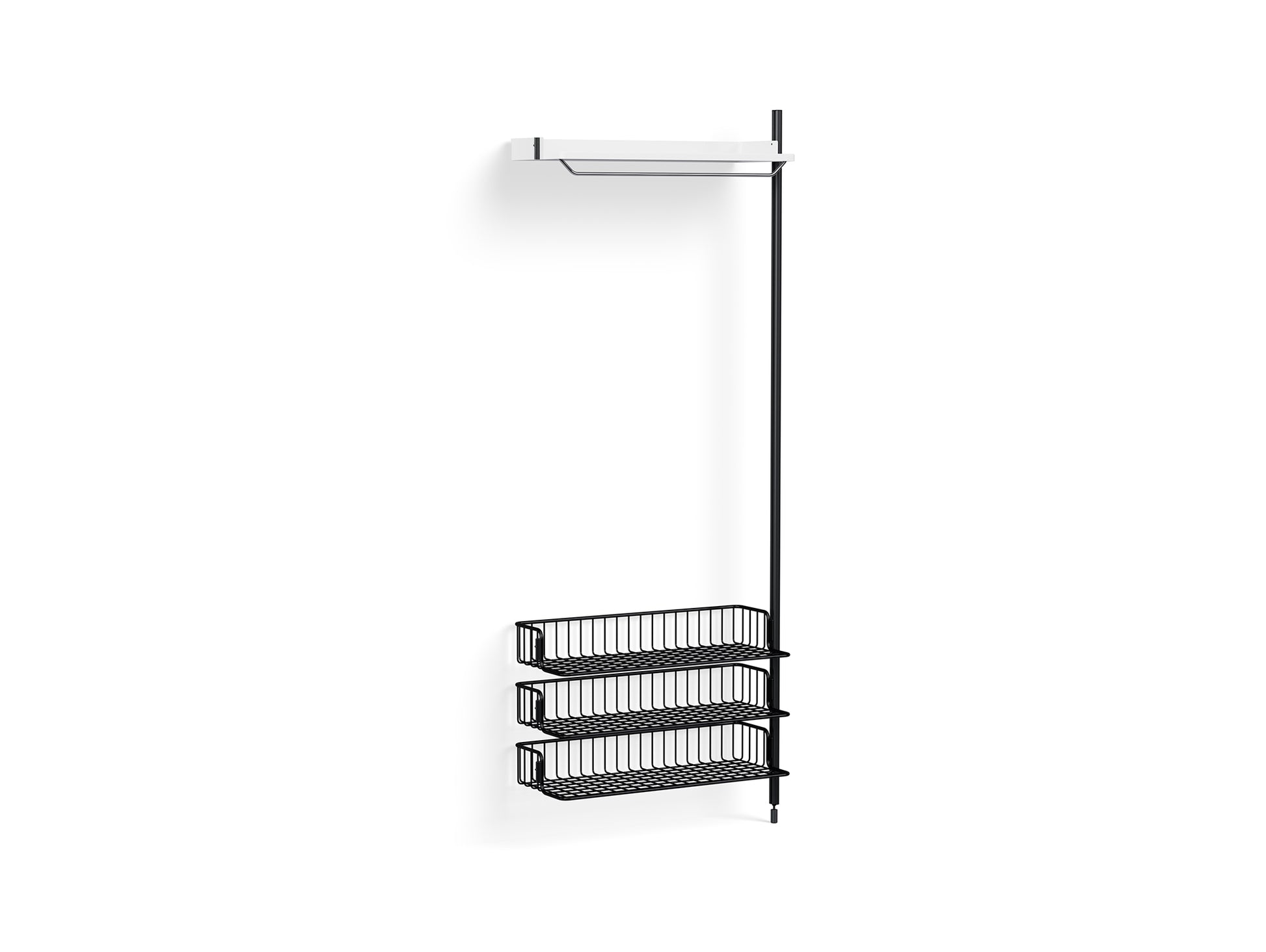 Pier System 1020 Add-ons by HAY - Black Anodised Aluminium Uprights / PS White with Anthracite Wire Shelf