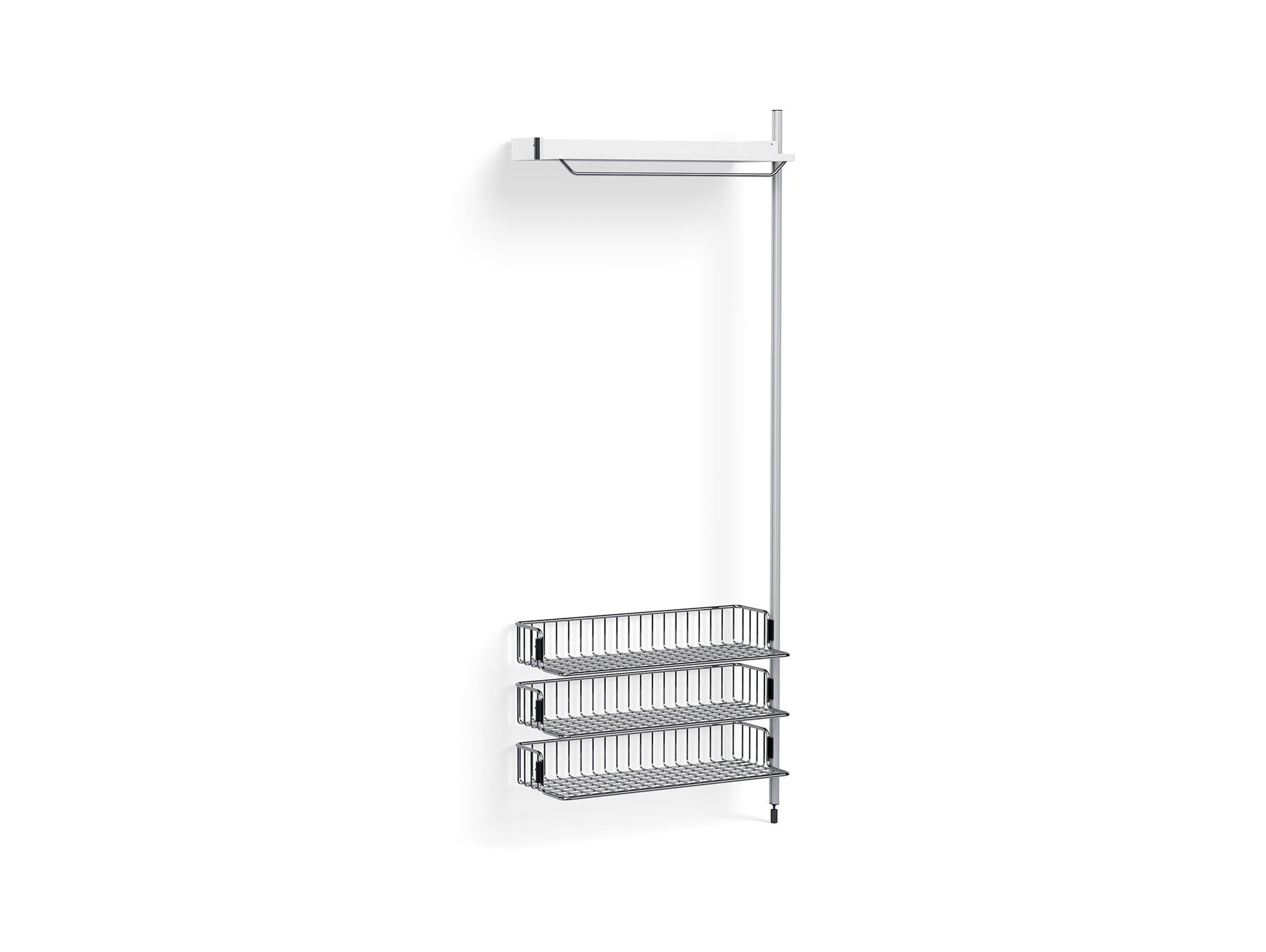 Pier System 1020 Add-ons by HAY - Clear Anodised Aluminium Uprights / PS white with Chromed Wire Shelf