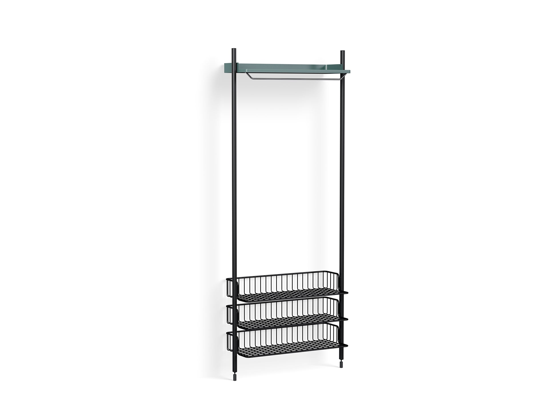 Pier System 1021 by HAY - Black Anodised Aluminium Uprights / PS Blue with Anthracite Wire Shelf