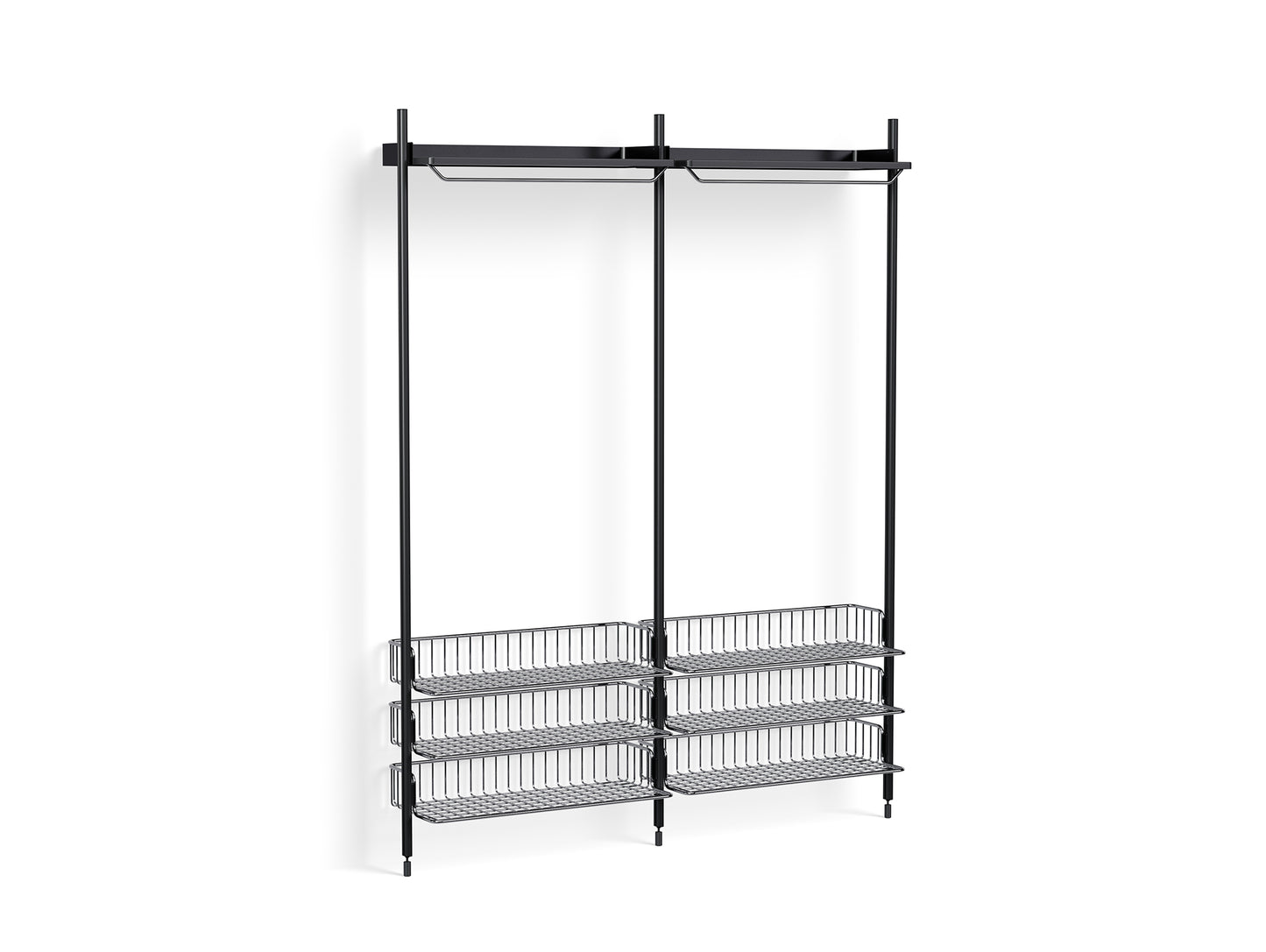 Pier System 1022 by HAY - Black Anodised Aluminium Uprights / PS Black with Chromed Wire Shelf