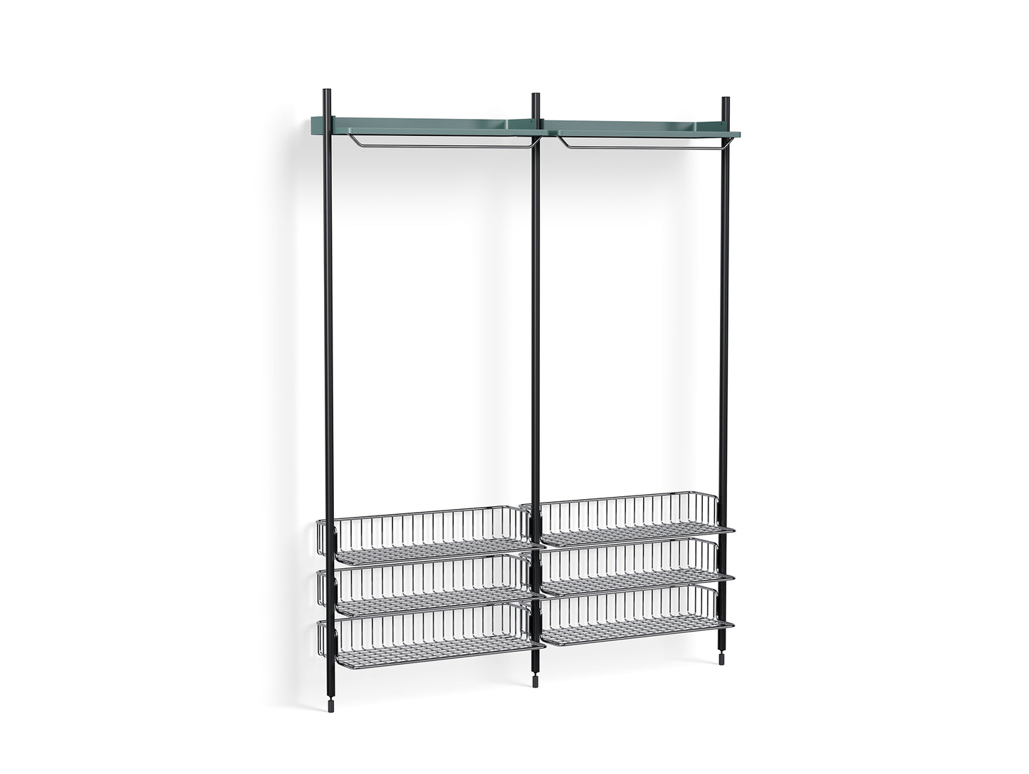 Pier System 1022 by HAY - Black Anodised Aluminium Uprights / PS Blue with Chromed Wire Shelf