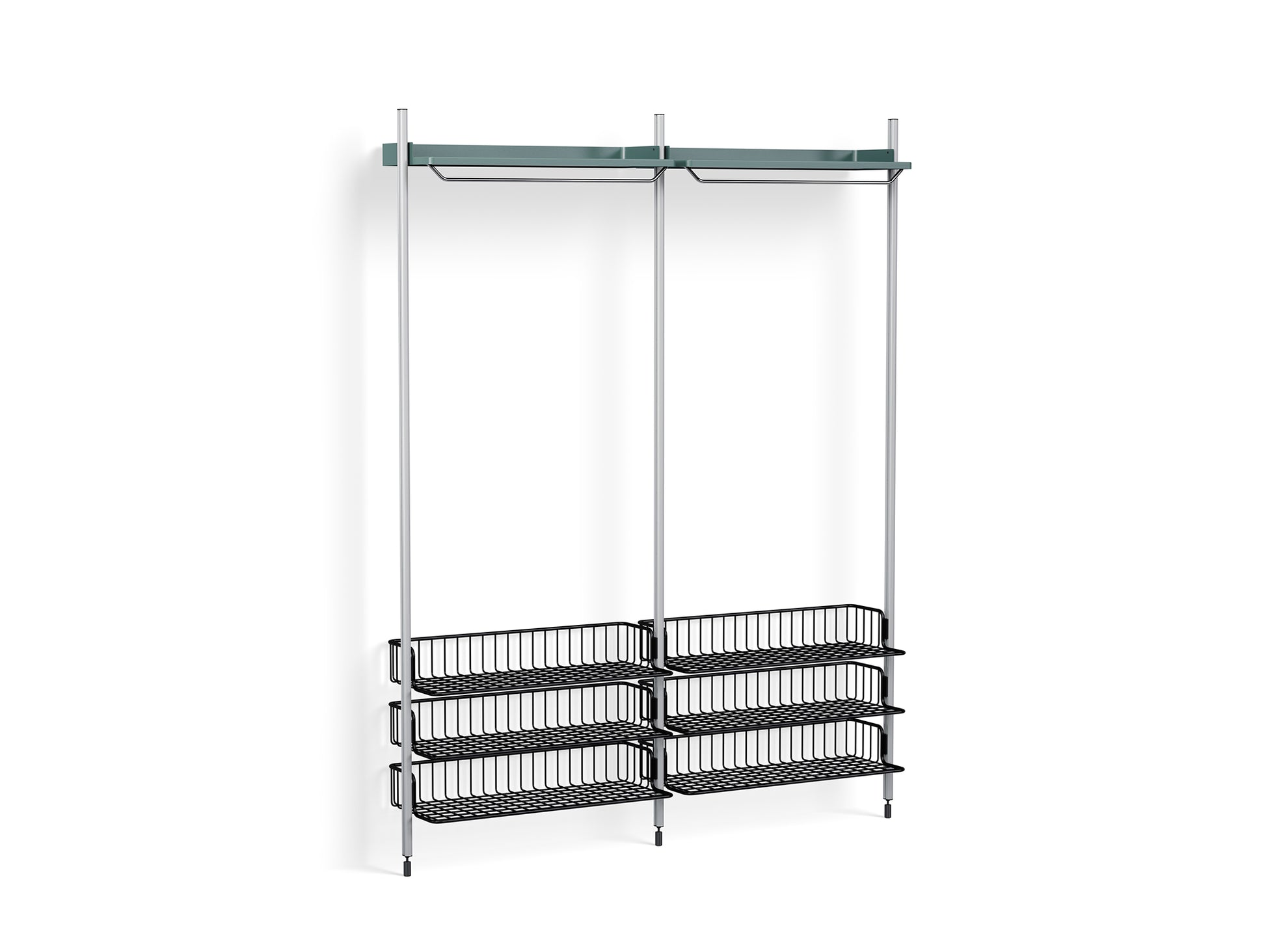 Pier System 1022 by HAY - Clear Anodised Aluminium Uprights / PS Blue with Anthracite Wire Shelf