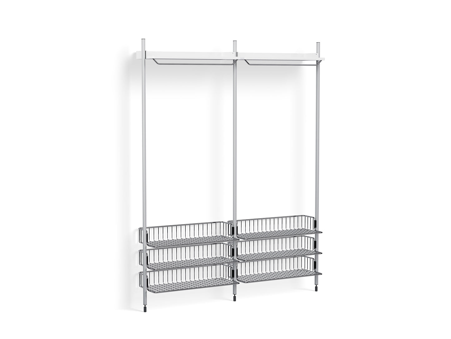 Pier System 1022 by HAY - Clear Anodised Aluminium Uprights / PS white with Chromed Wire Shelf