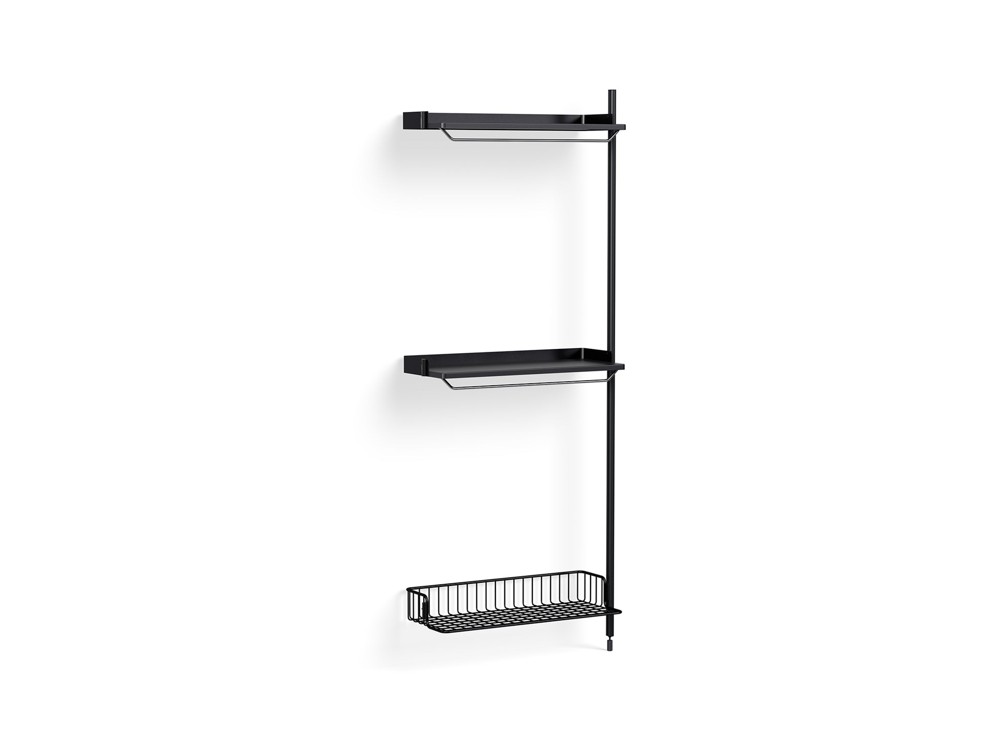 Pier System 1030 Add-ons by HAY - Black Anodised Aluminium Uprights / PS Black with Anthracite Wire Shelf