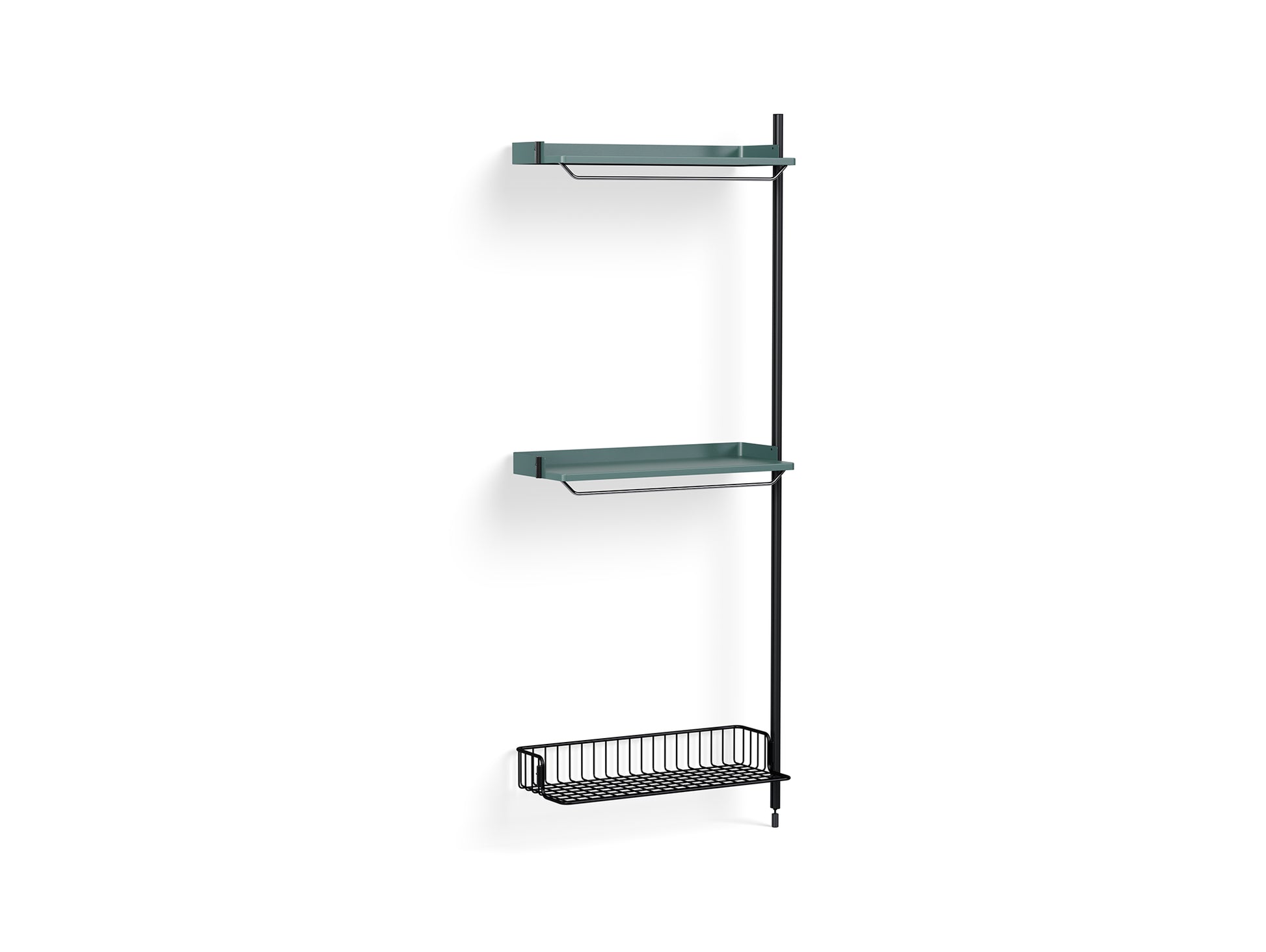 Pier System 1030 Add-ons by HAY - Black Anodised Aluminium Uprights / PS Blue with Anthracite Wire Shelf