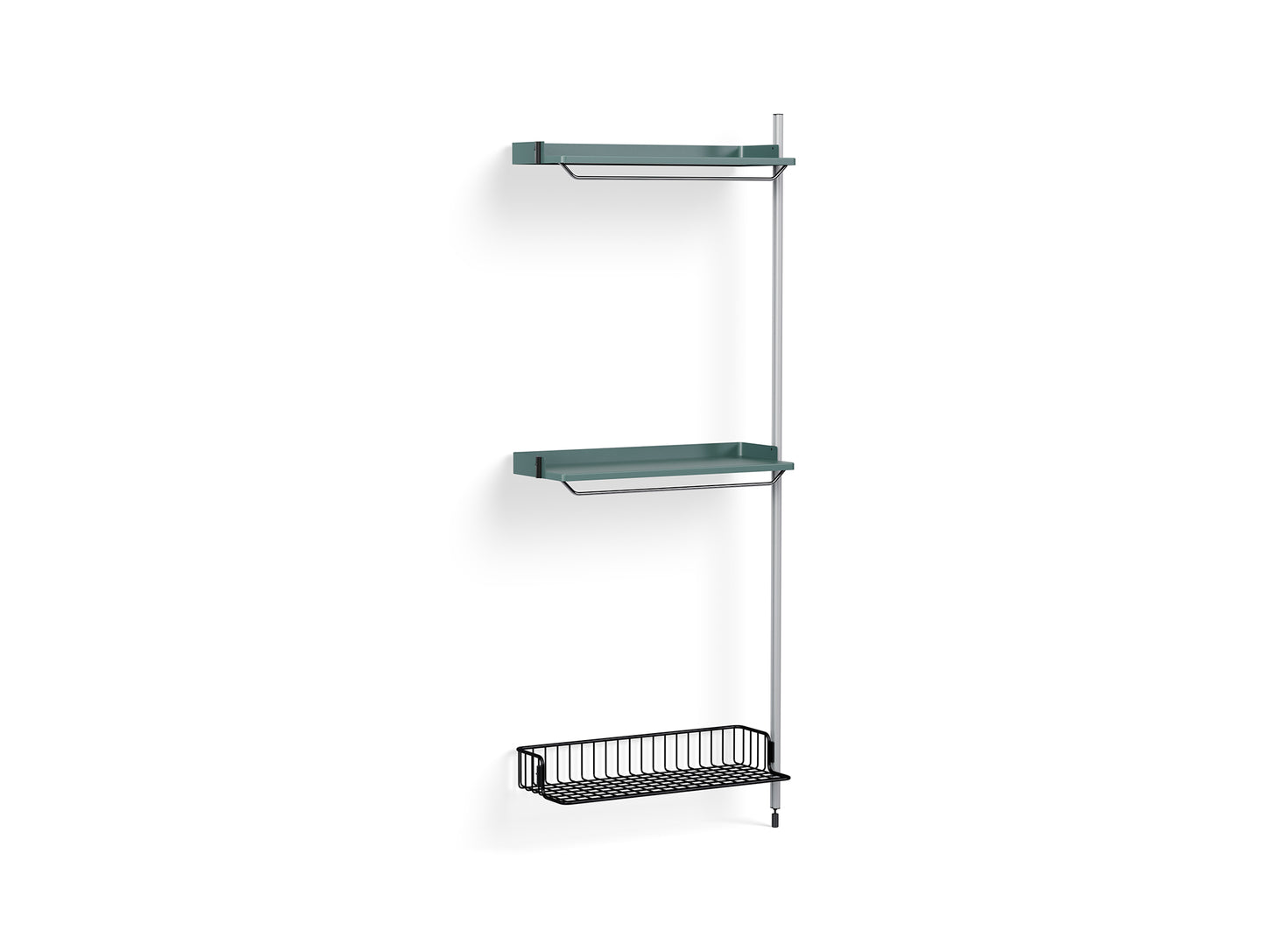 Pier System 1030 Add-ons by HAY - Clear Anodised Aluminium Uprights / PS Blue with Anthracite Wire Shelf