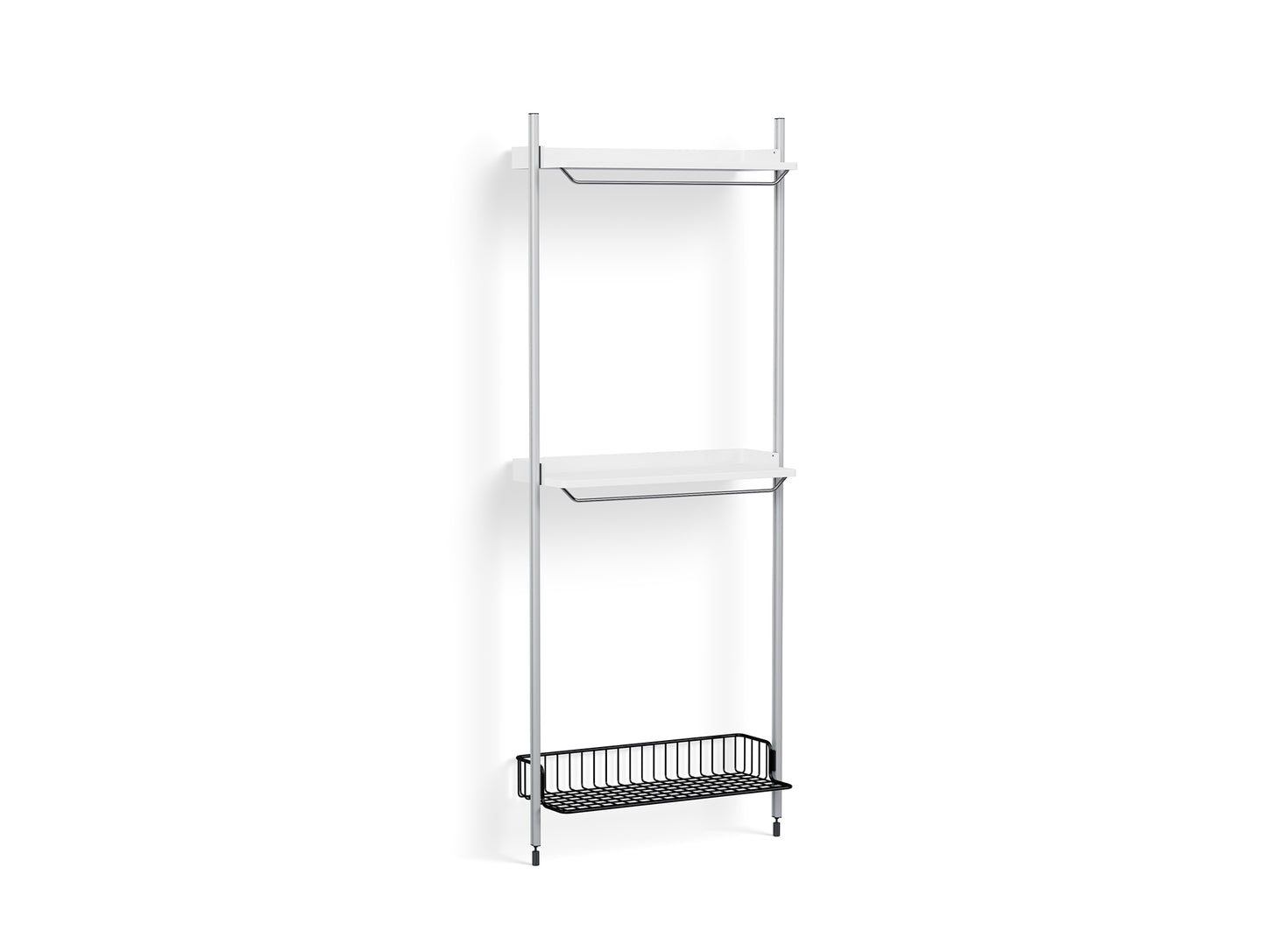 Pier System 1031 by HAY - Clear Anodised Aluminium Uprights / PS White with Anthracite Wire Shelf