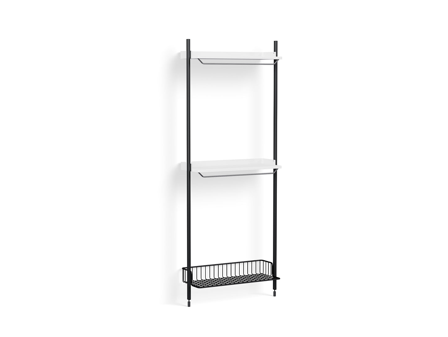 Pier System 1031 by HAY - Black Anodised Aluminium Uprights / PS White with Anthracite Wire Shelf