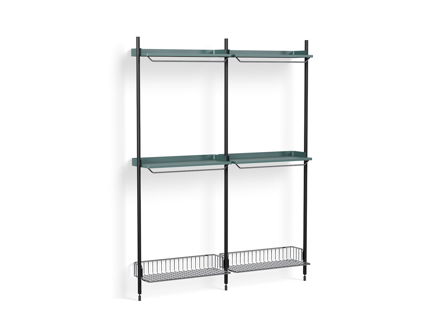 Pier System 1032 by HAY - Black Anodised Aluminium Uprights / PS Blue with Chromed Wire Shelf