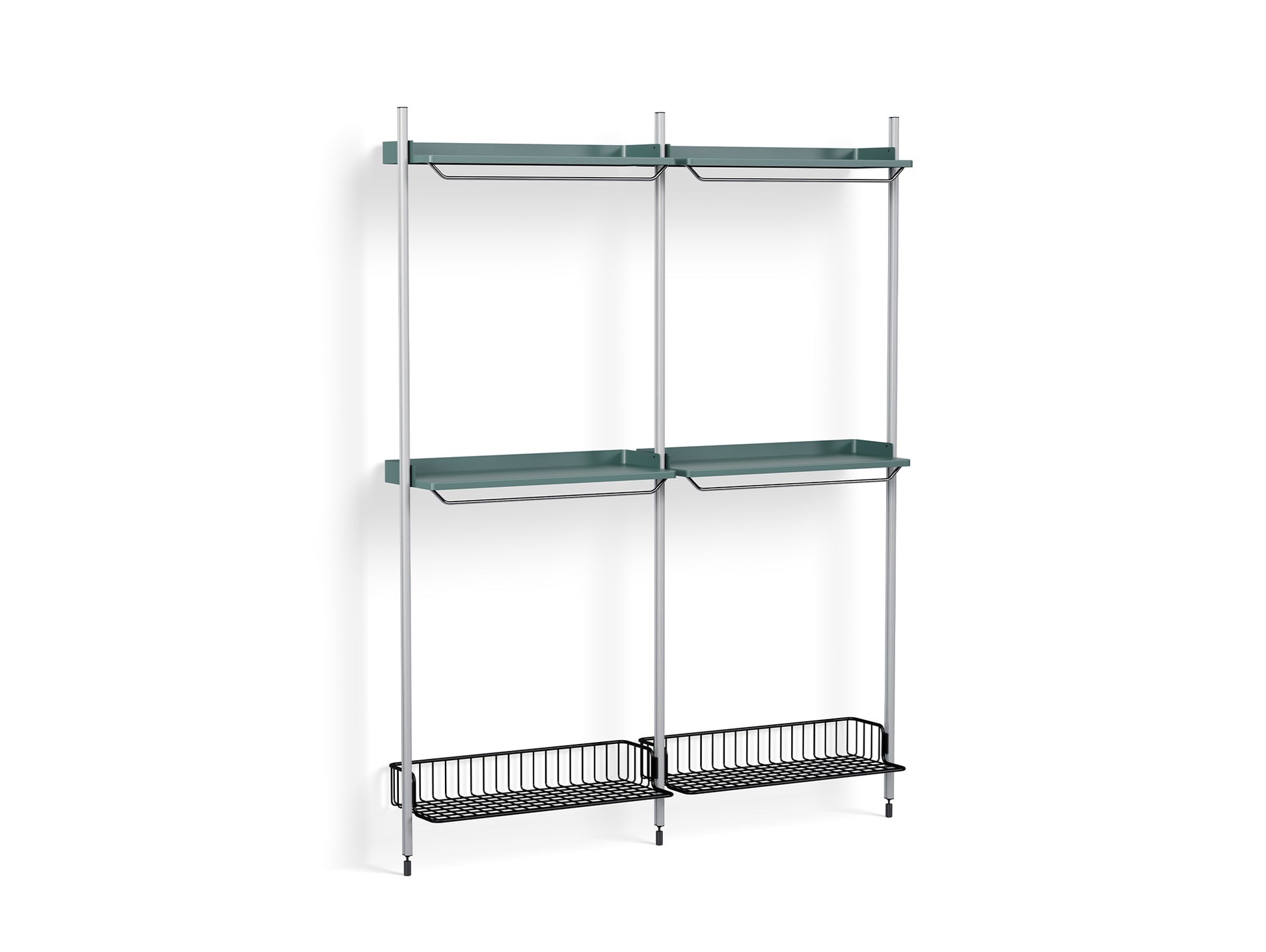 Pier System 1032 by HAY - Clear Anodised Aluminium Uprights / PS Blue with Anthracite Wire Shelf